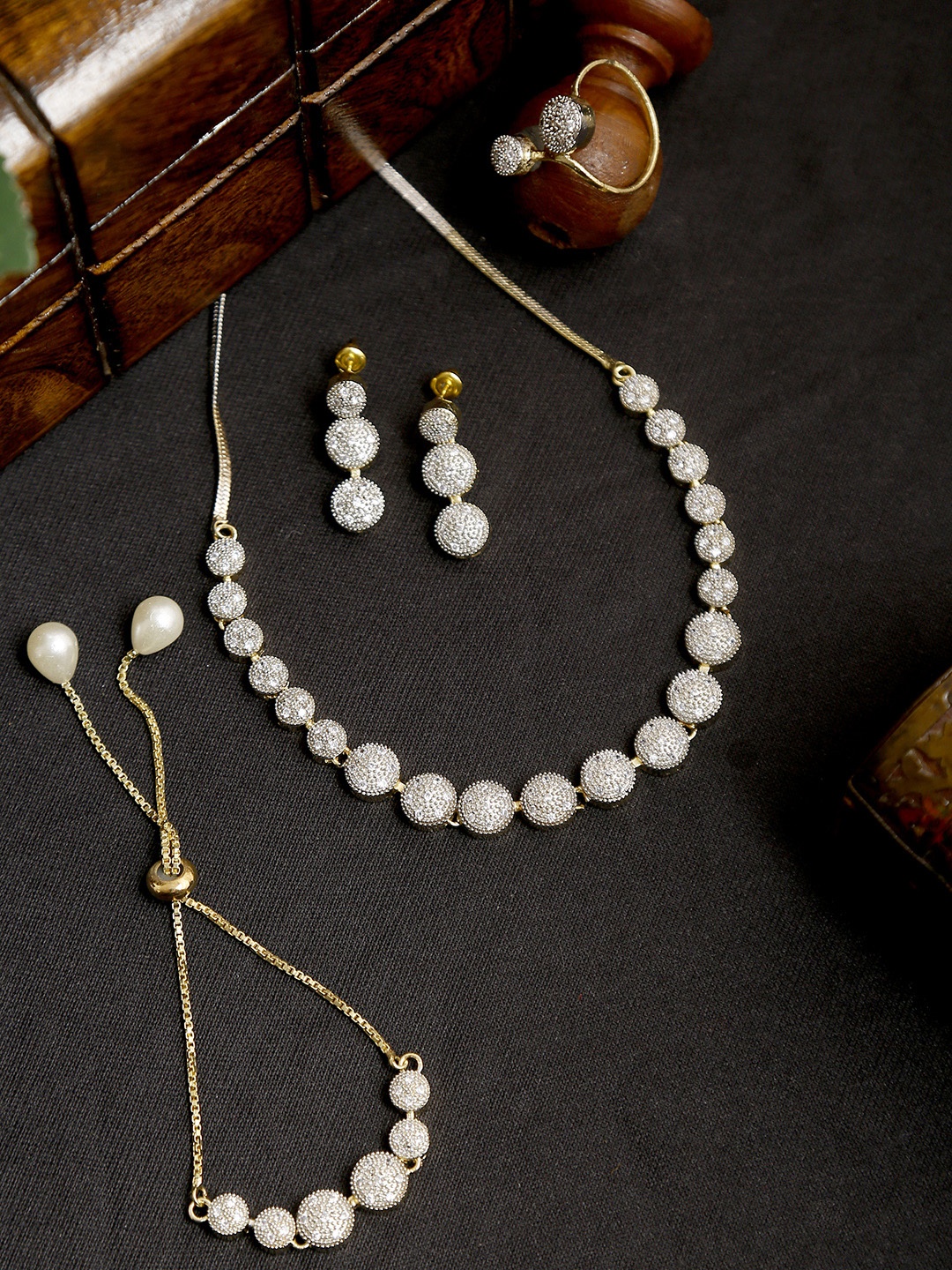 

YouBella Gold-Plated AD-Studded Jewellery Set