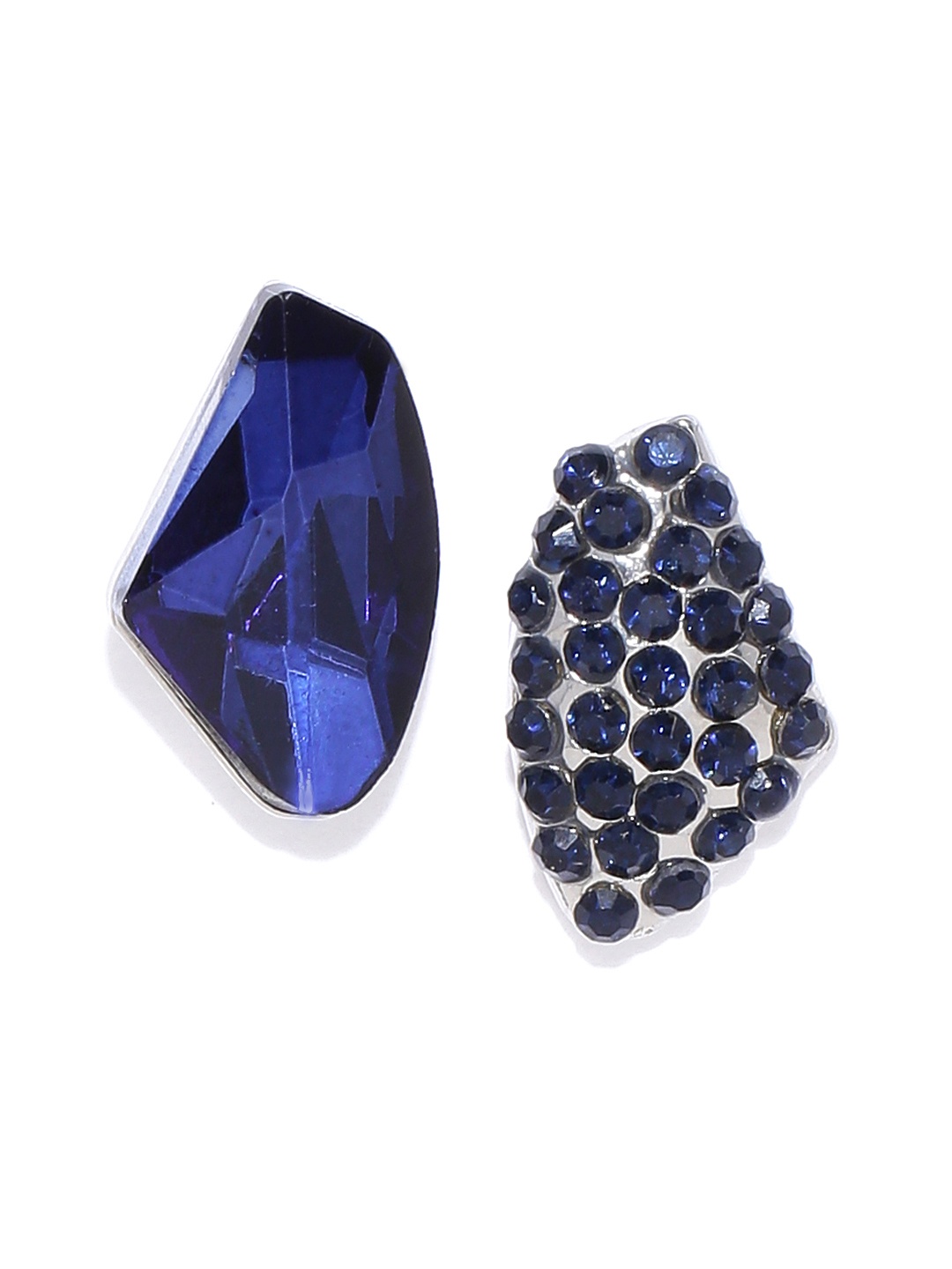 

YouBella Navy Blue Stone Studded Mismatch Contemporary Studs