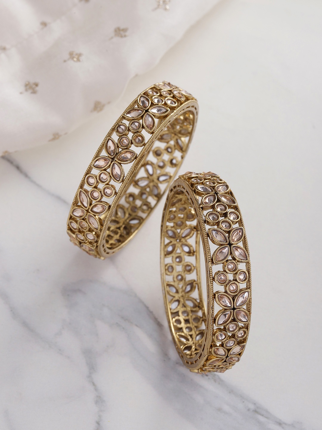 

YouBella Set of 2 Gold-Plated Stone-Studded Bangles