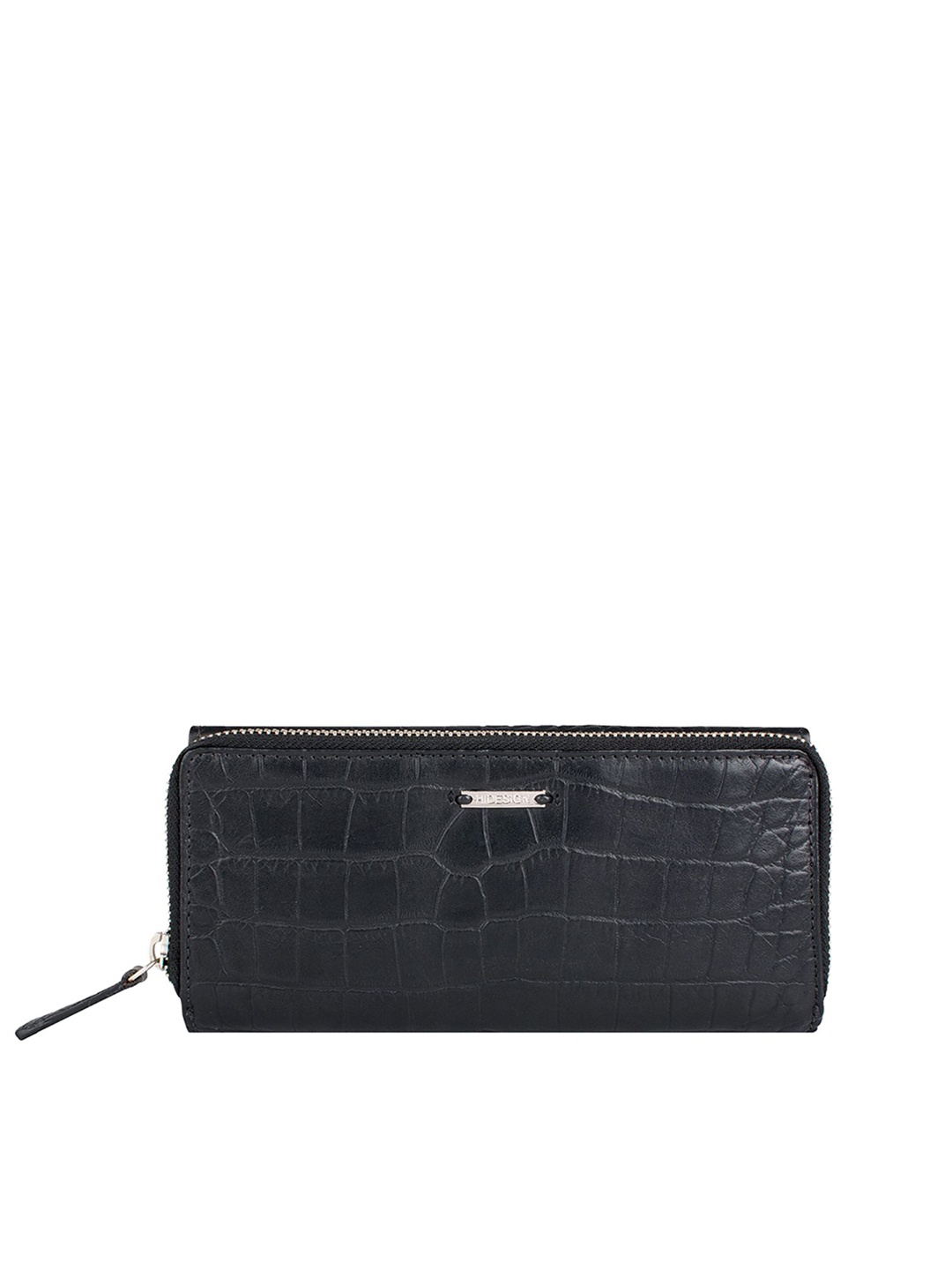 

Hidesign Women Black Crocodile Skin Textured Leather Three Fold Wallet