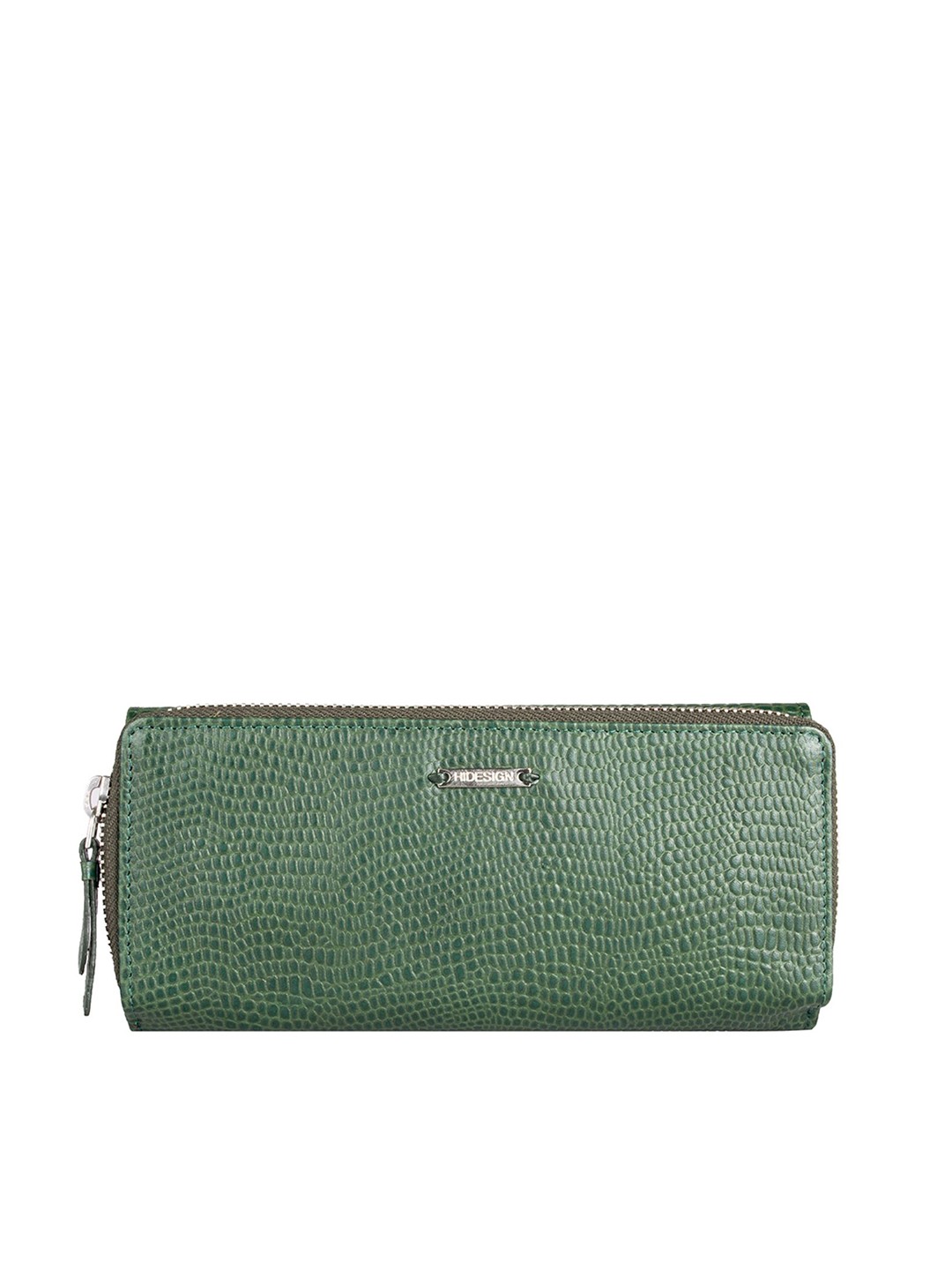 

Hidesign Women Green Textured Three Fold Wallet
