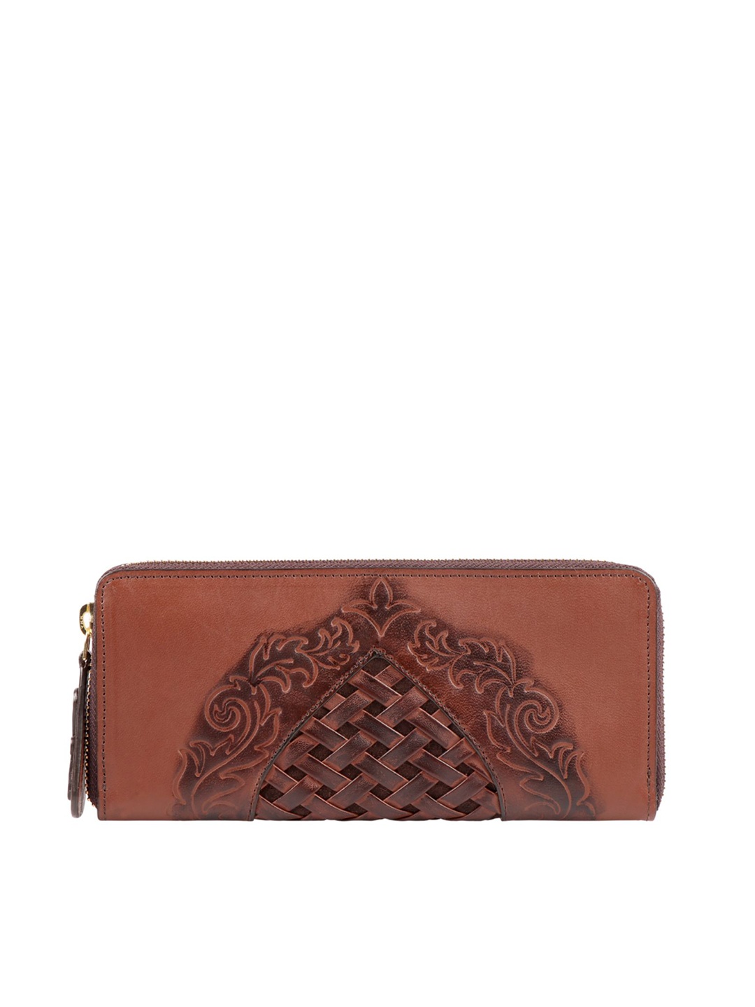 

Hidesign Women Coffee Brown Textured Zip Around Leather Wallet