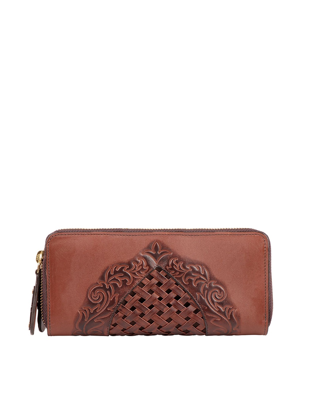 

Hidesign Women Brown Textured Leather Zip Around Wallet
