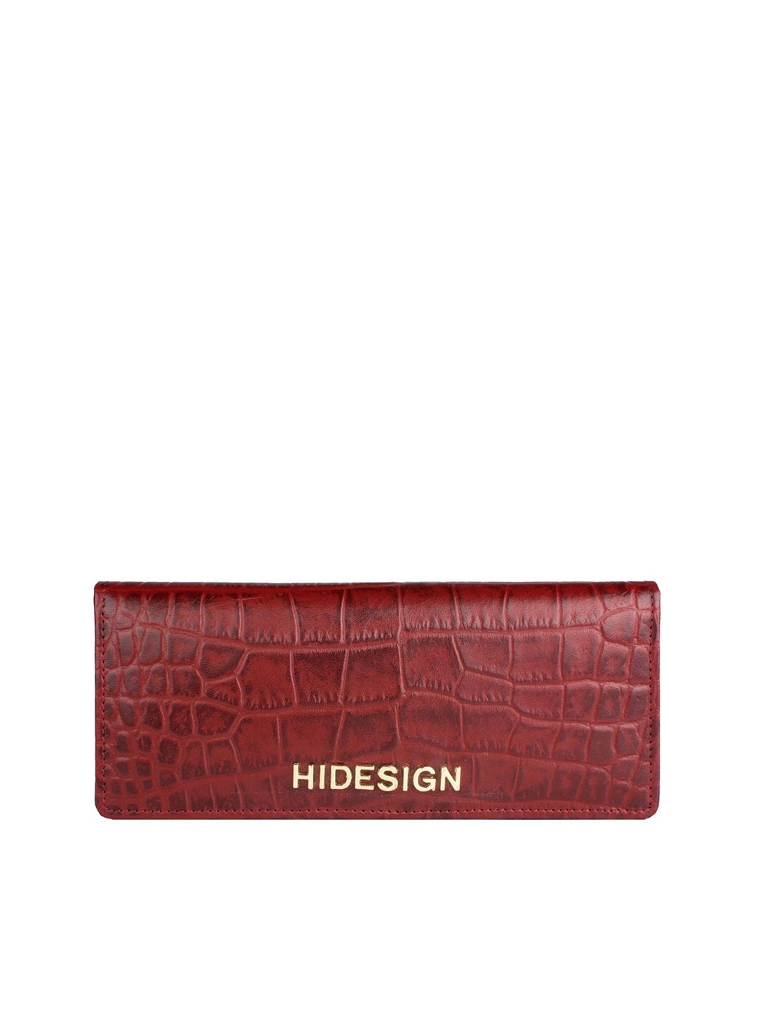 

Hidesign Women Red Crocodile Skin Textured Leather Two Fold Wallet