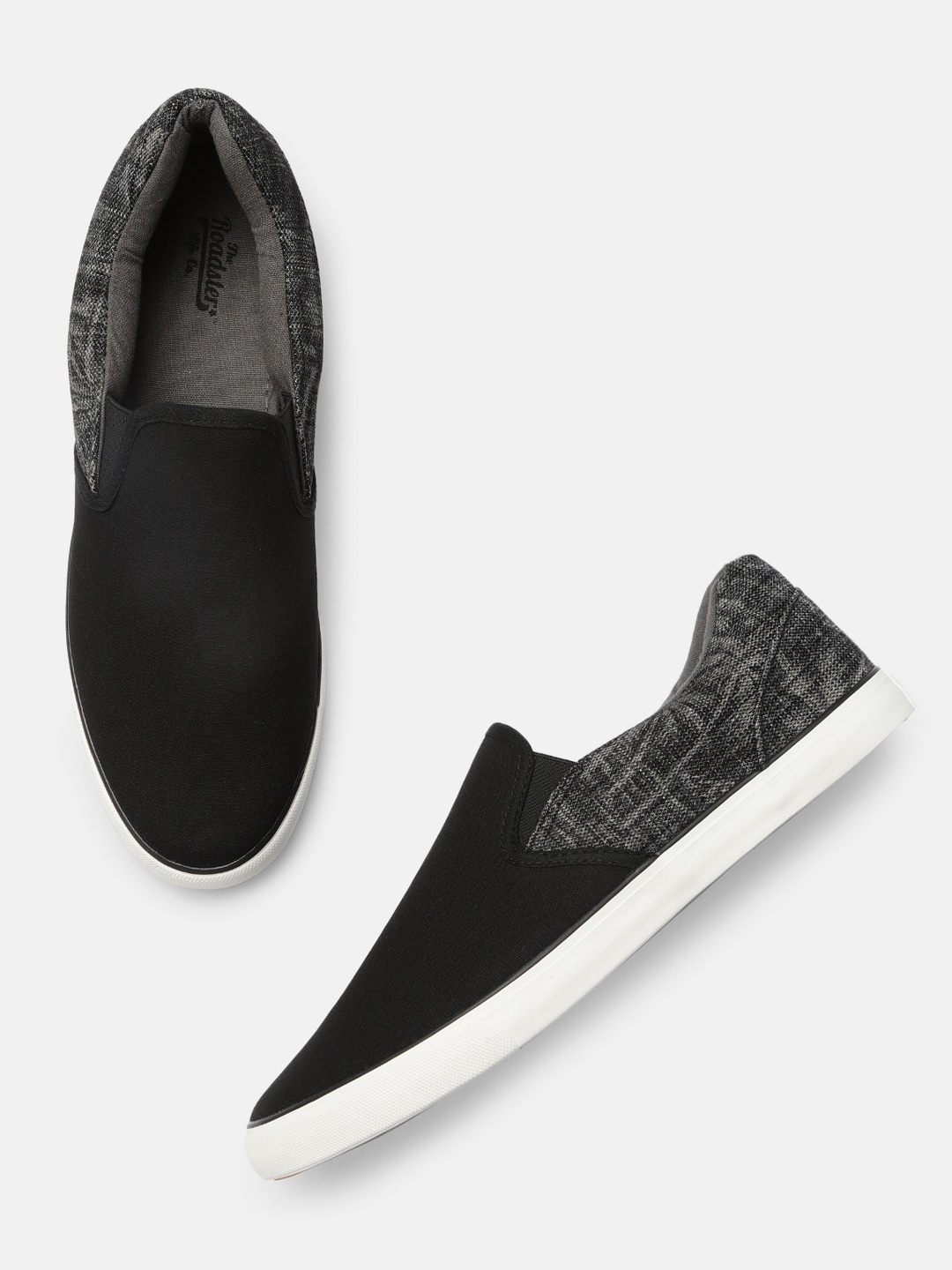 

Roadster Men Black Slip-On Sneakers