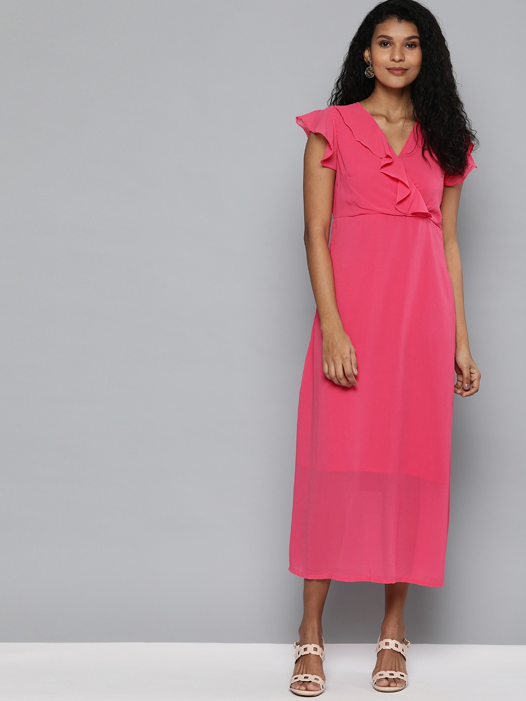 

HERE&NOW Women Pink Solid Maxi Dress