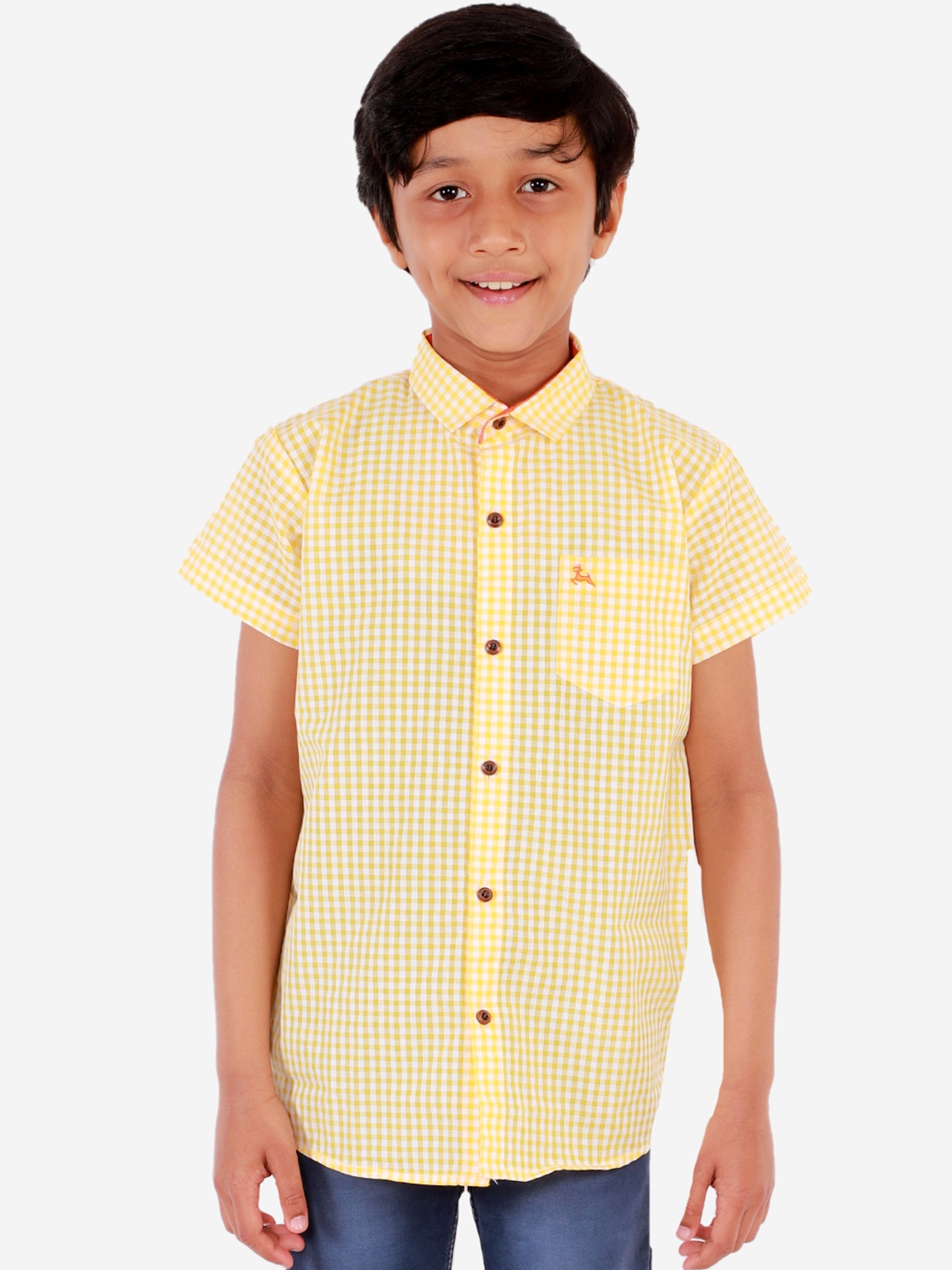 

Superminis Boys Yellow Regular Fit Checked Casual Shirt