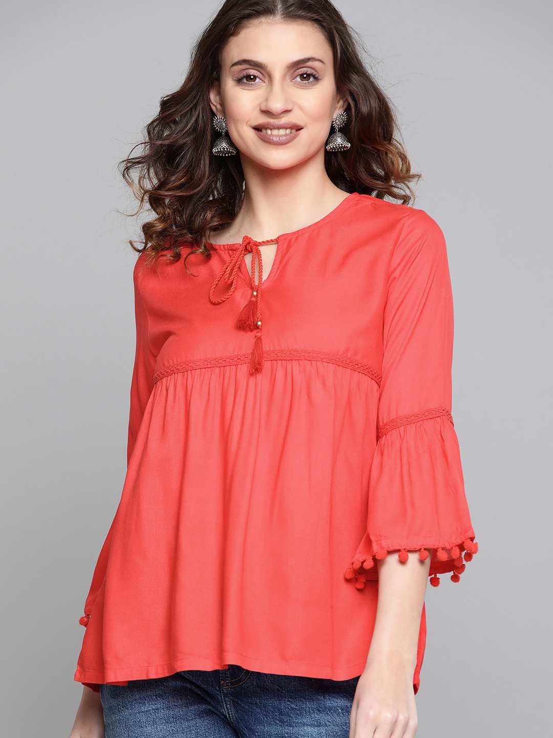 

HERE&NOW Women Red Solid A-Line Top