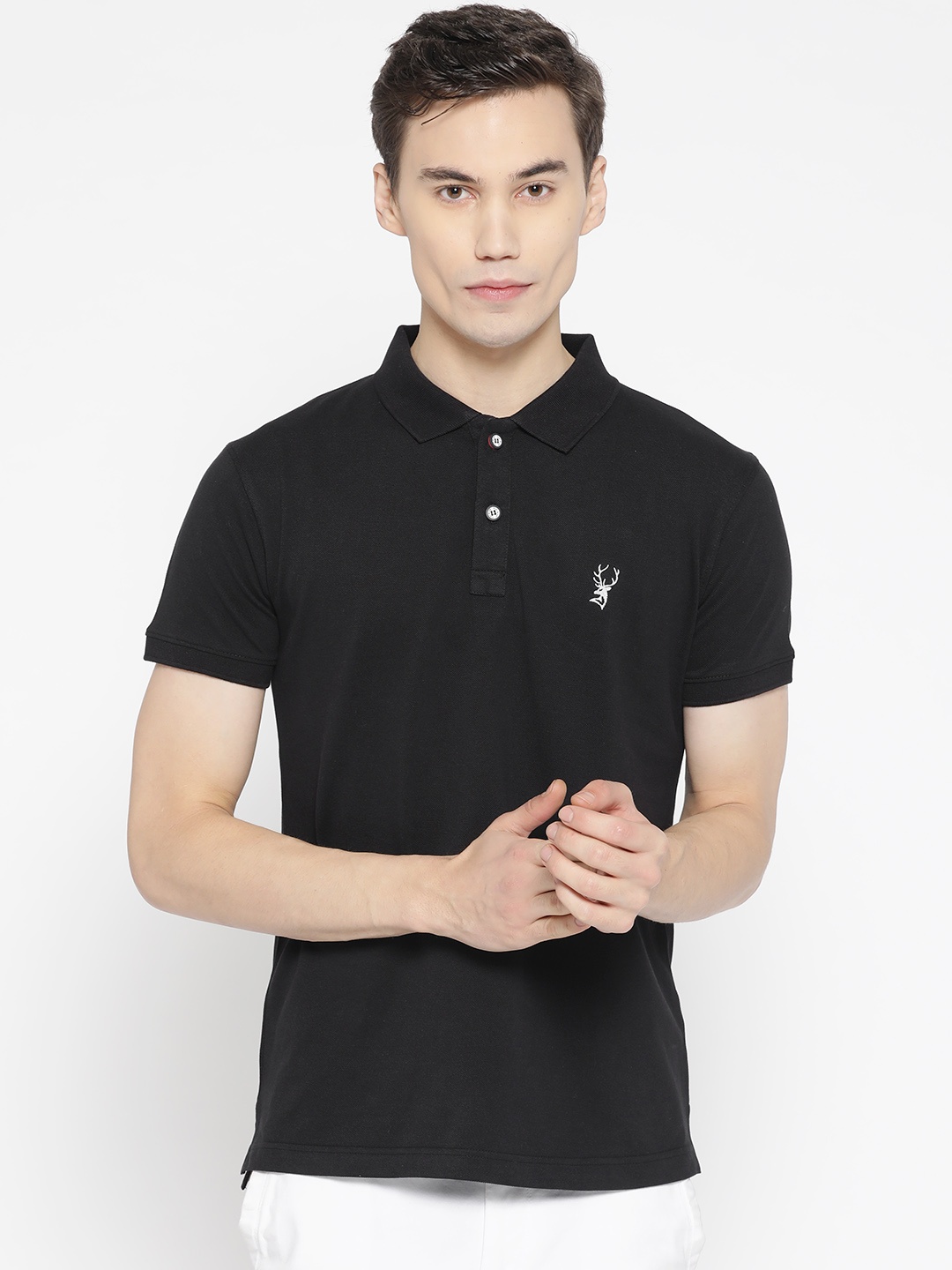 

PORTBLAIR Men Black Solid Polo Collar T-shirt