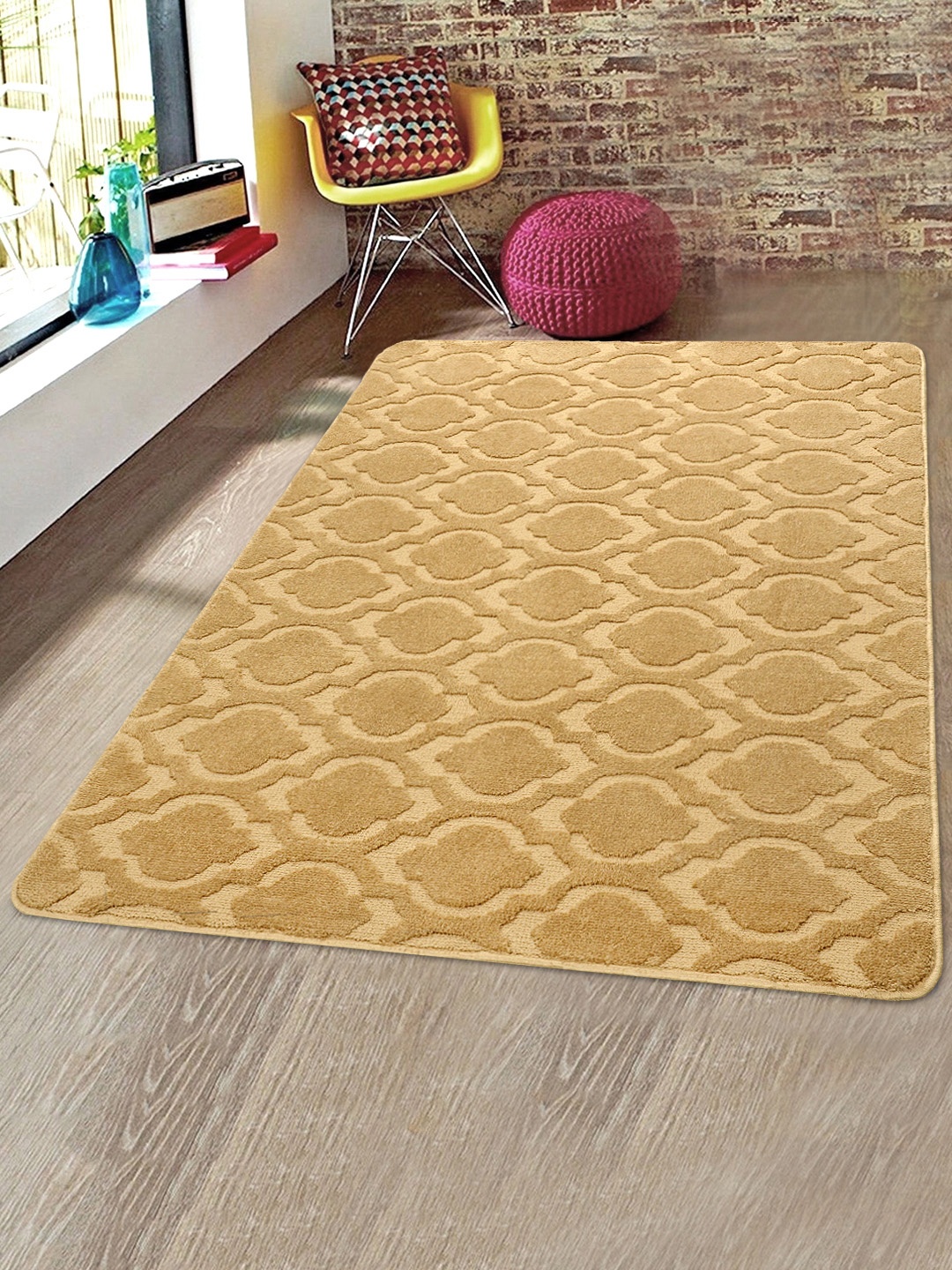 

Saral Home Beige Solid Microfiber Anti-Skid Carpet