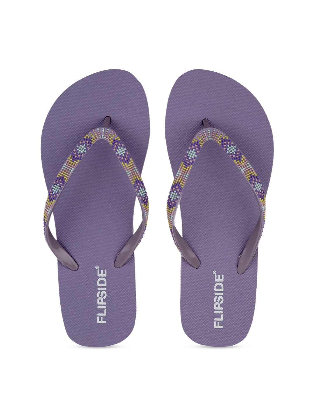 

Flipside Women Purple & Yellow Textured Thong Flip-Flops