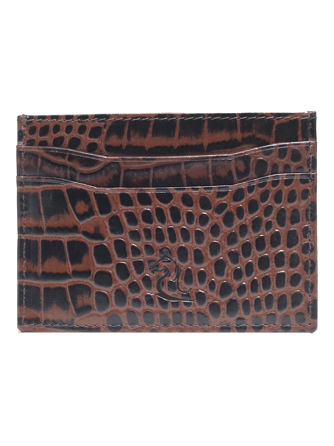 

Kara Unisex Coffee Brown Leather Croc Textured Card Holder