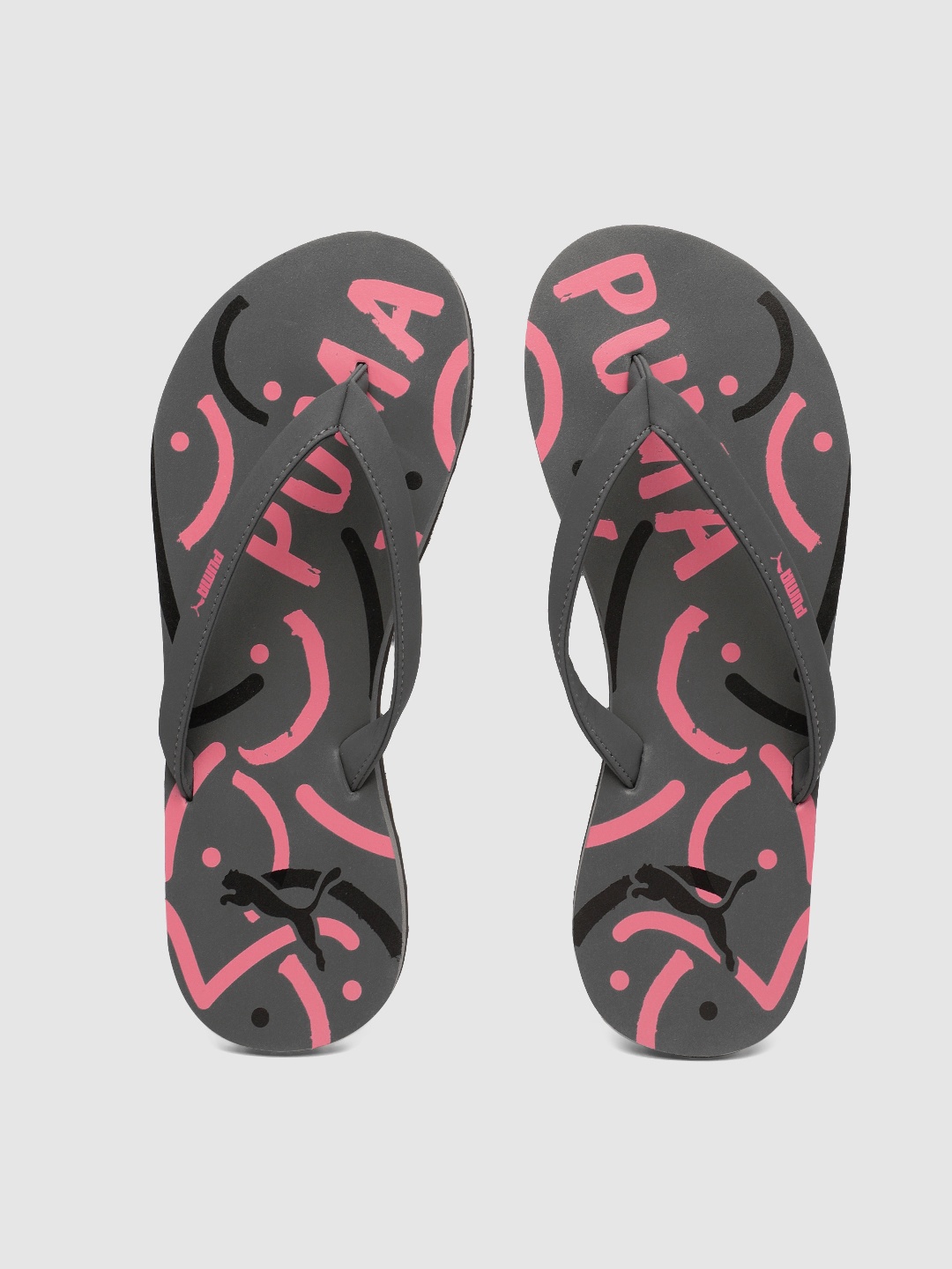 

Puma Women Grey Pink Printed Ribbons v3 Thong Flip-Flops