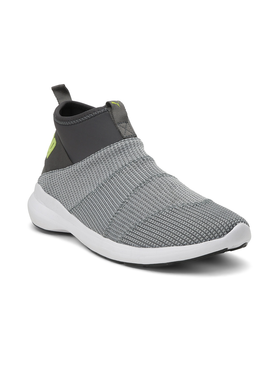 

Puma Men Grey Solid Mesh Mono Knit X Mid-Top Sneakers