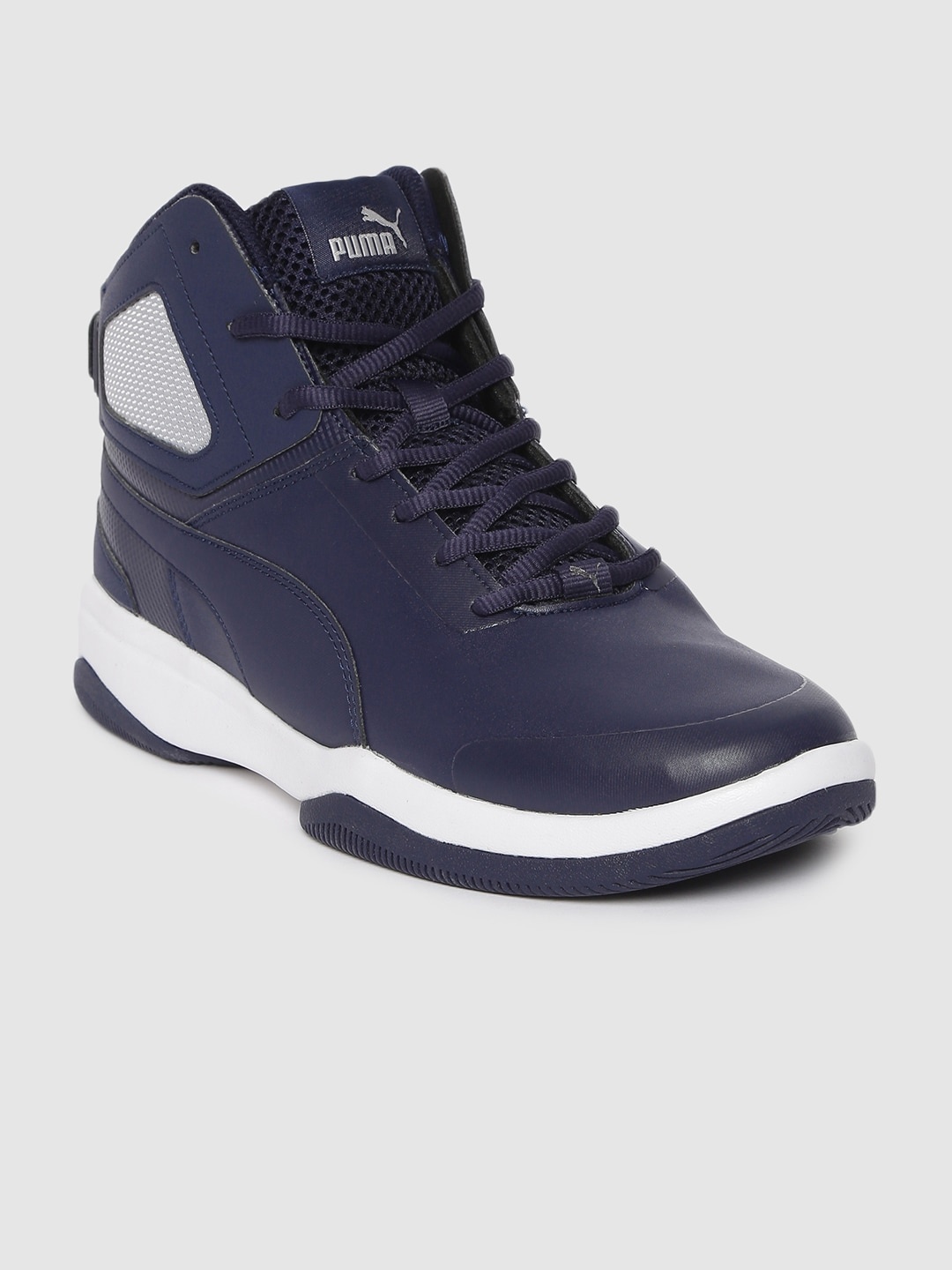 

Puma Men Navy Blue Solid Rebound BBX Mid-Top Sneakers