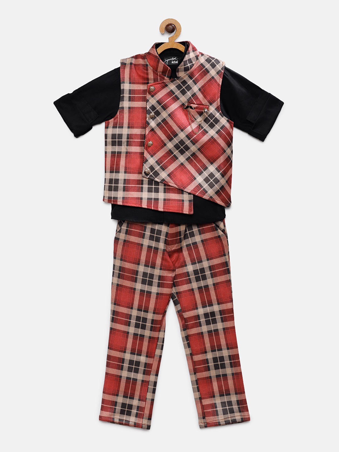 

Actuel Boys Beige & Orange Checked Shirt with Trousers & Waistcoast