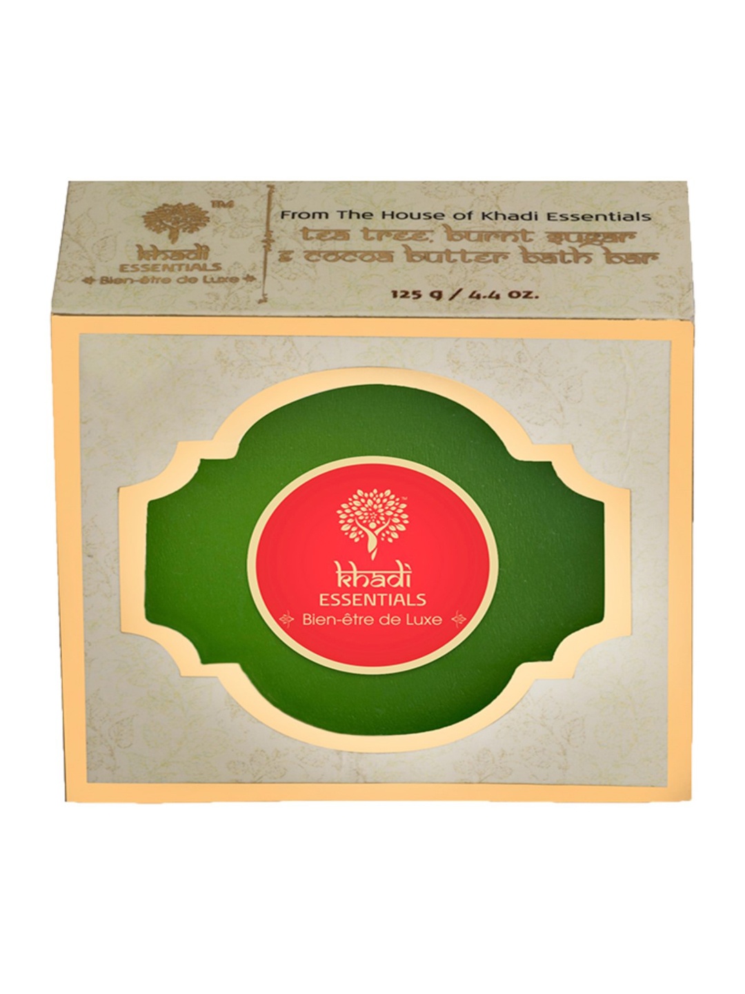 

Khadi Essentials Tea Tree & Burnt Sugar Organic Handmade Soap for Acne with Neem & Tulsi, Green