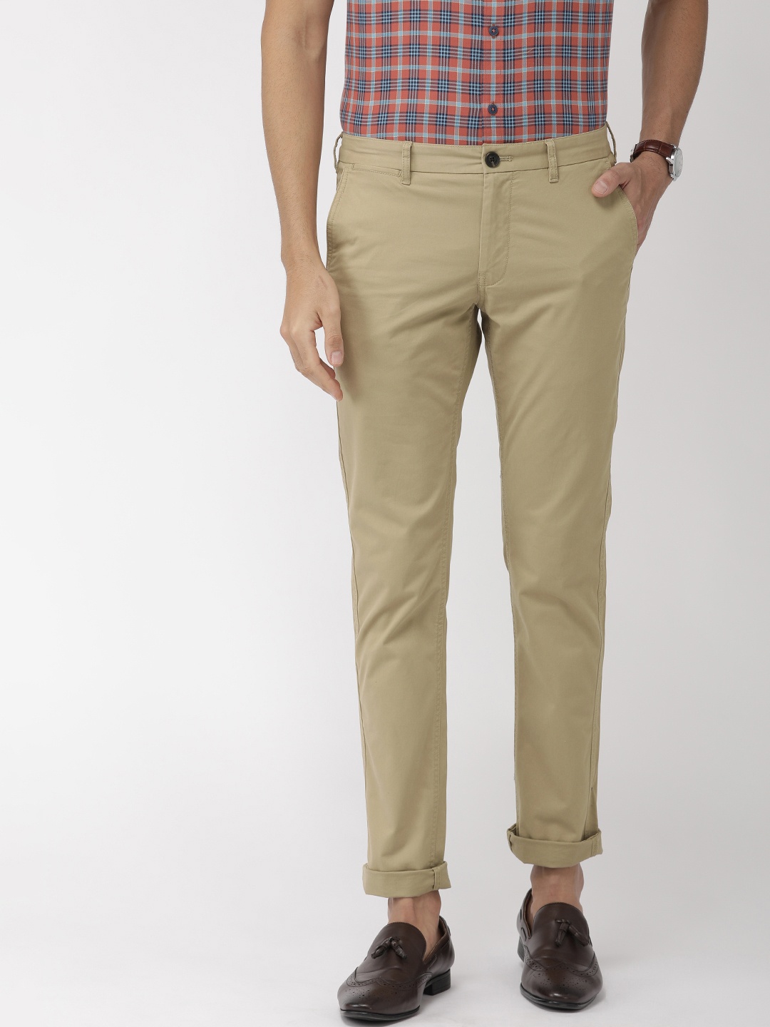 

Indian Terrain Men Khaki Brooklyn Slim Fit Trousers