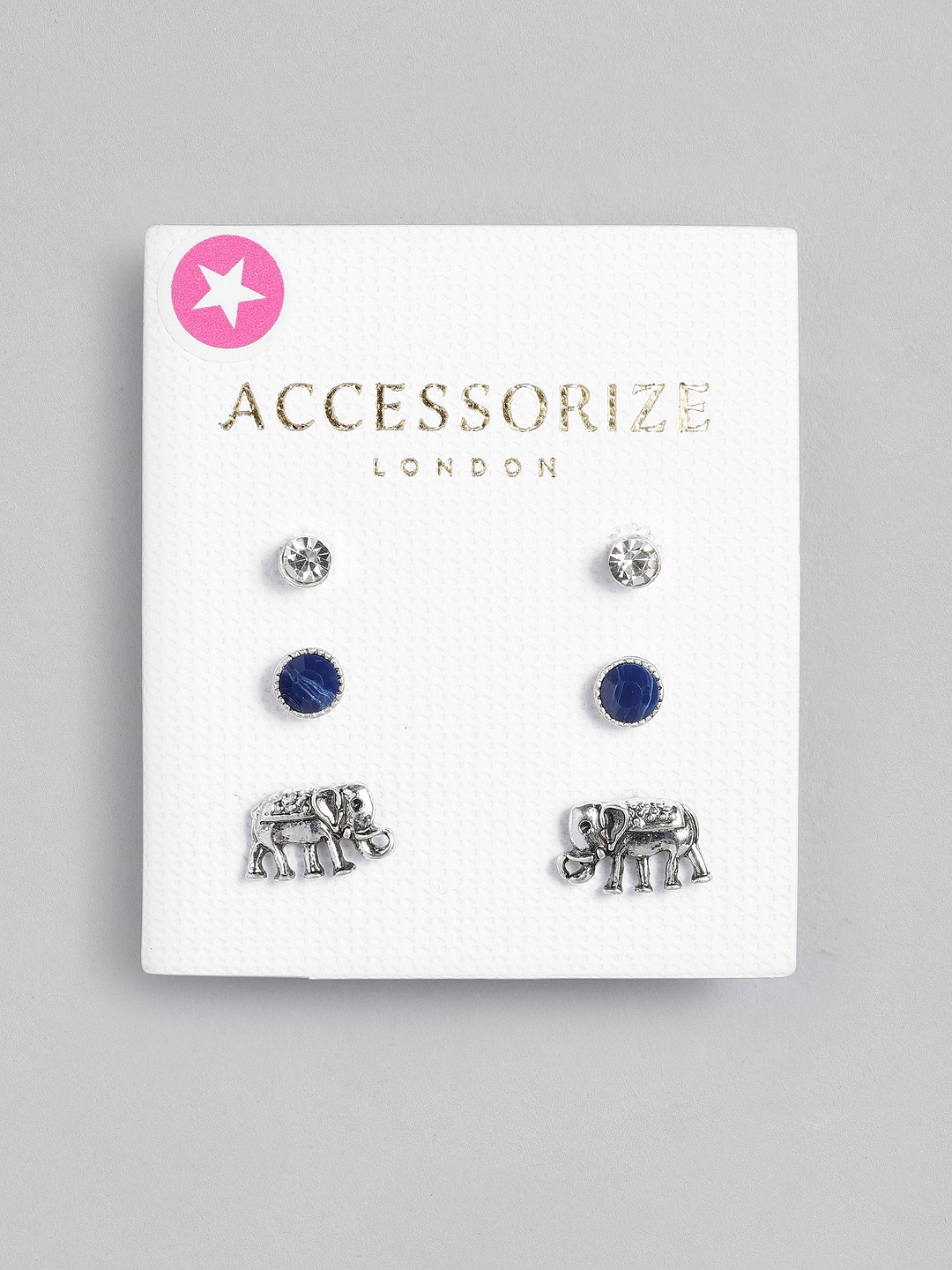 

Accessorize Women Set of 3 Studs, Silver