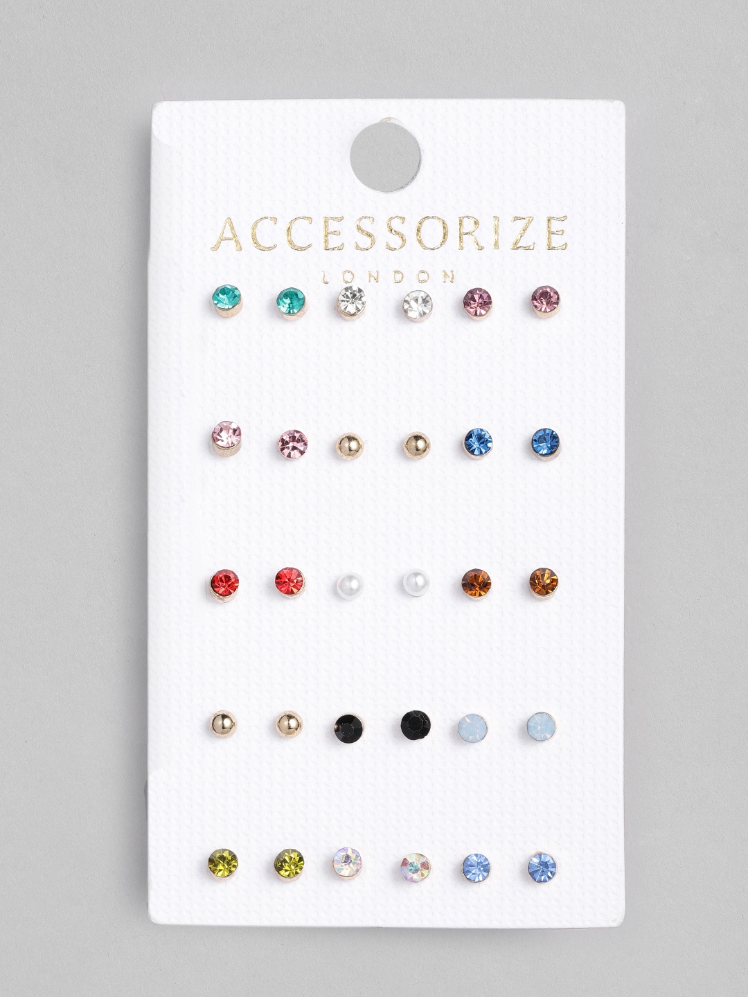 

Accessorize London Women Set of 15 Circular Studs, Multi