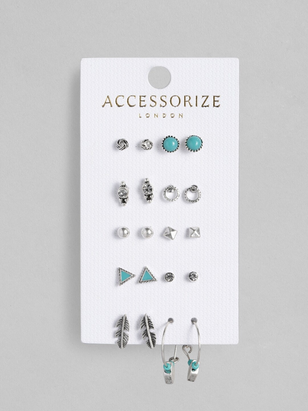 

Accessorize London Women 10-Pack Stud Earrings, Silver