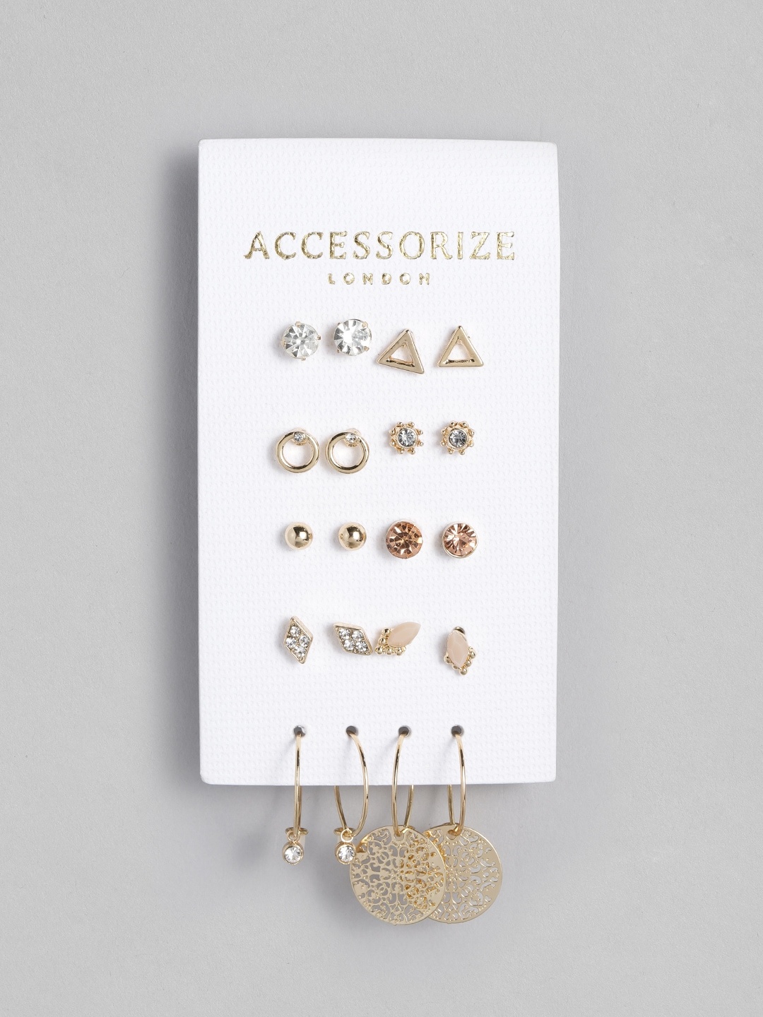 

Accessorize London Women Set of 10 Pretty Stud Earrings, Gold