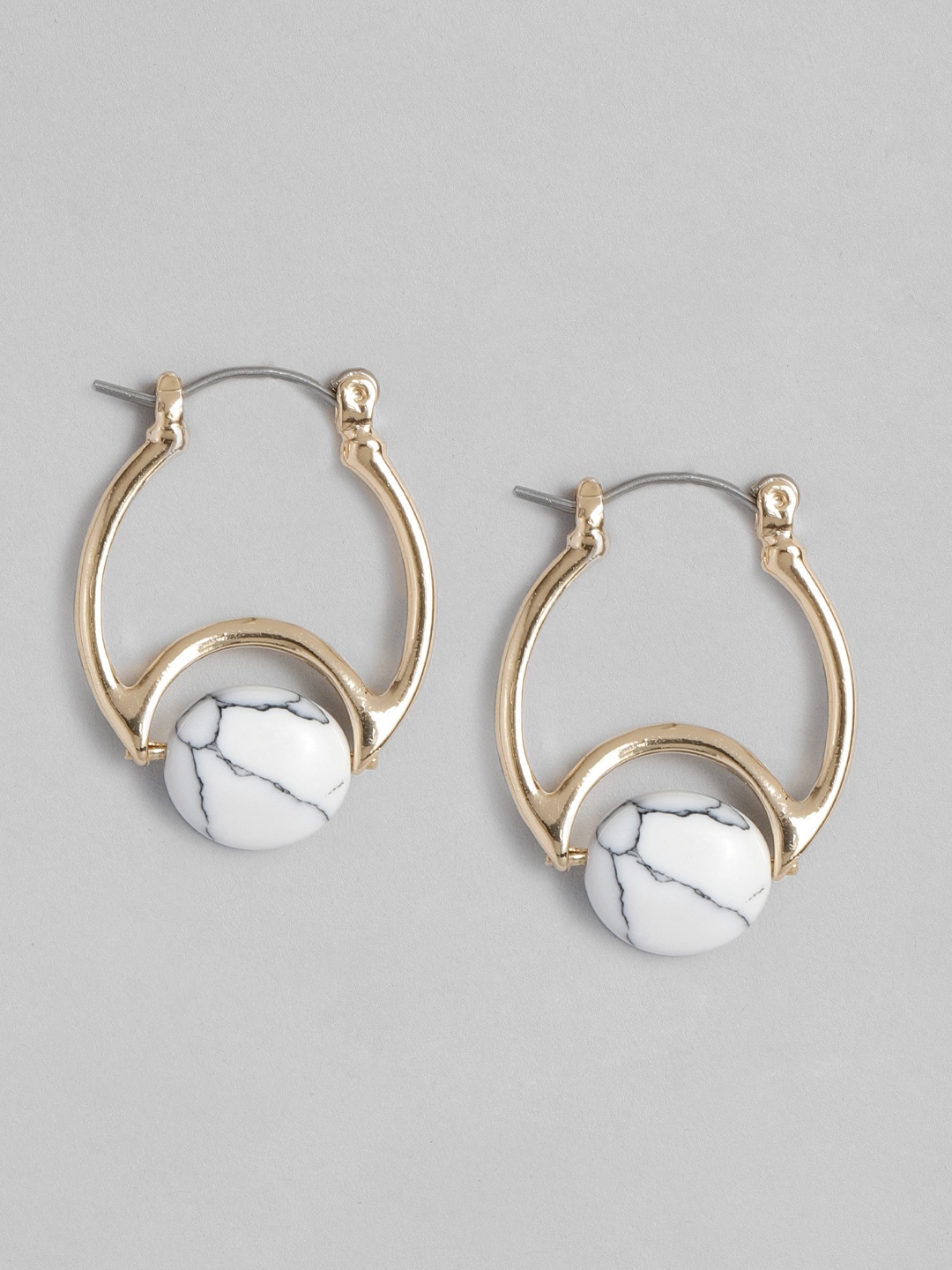 

Accessorize Gold-Toned & White Circular Beaded Hoops