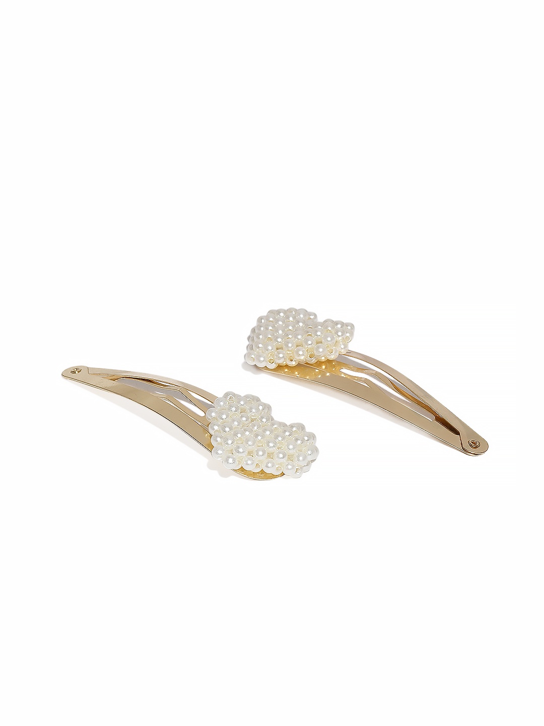

Accessorize London Women Set of 2 Pearly Heart Snap Hair Clips, Gold