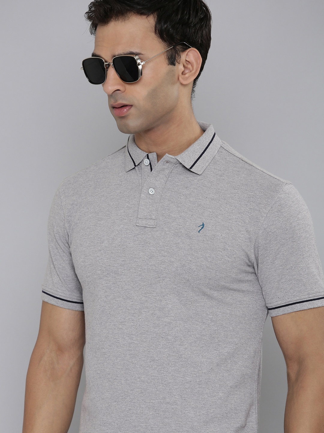 

Indian Terrain Solid Polo Collar Casual T-shirt, Grey