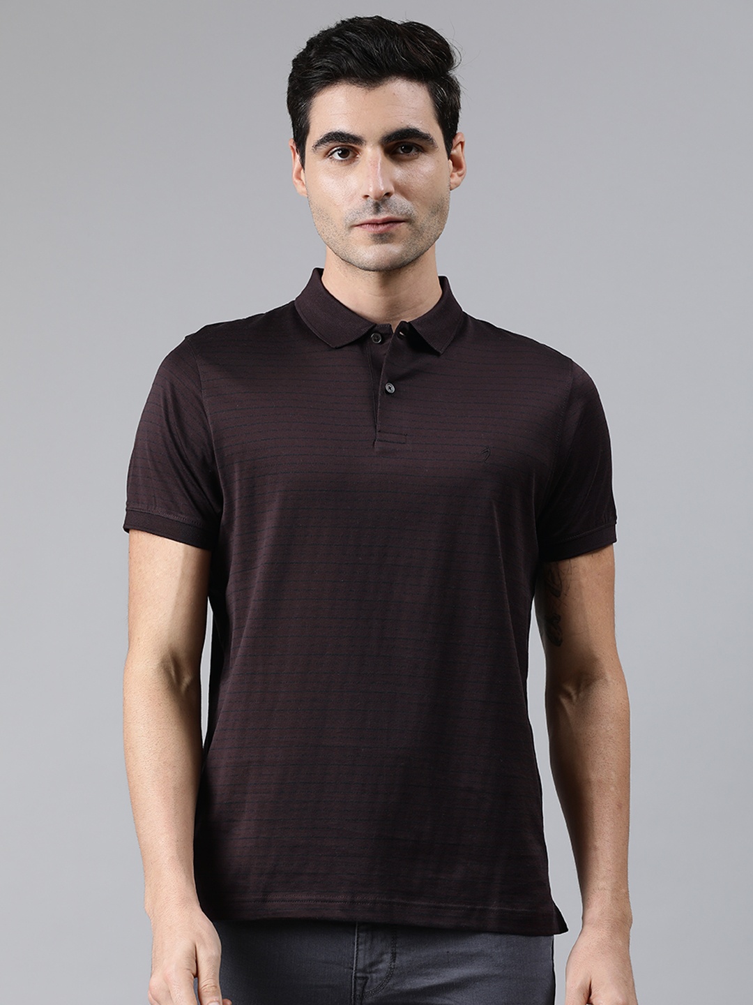 

Indian Terrain Men Brown Solid Polo Collar T-shirt