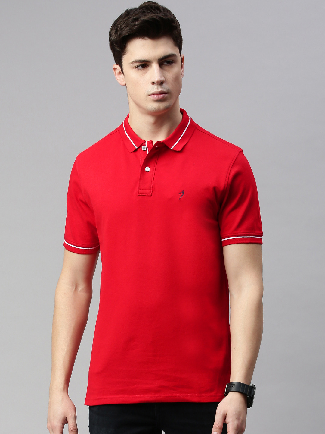

Indian Terrain Men Red Solid Polo Collar T-shirt