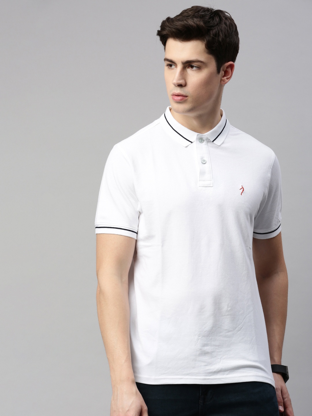 

Indian Terrain Men White Solid Polo Collar Pure Cotton T-shirt