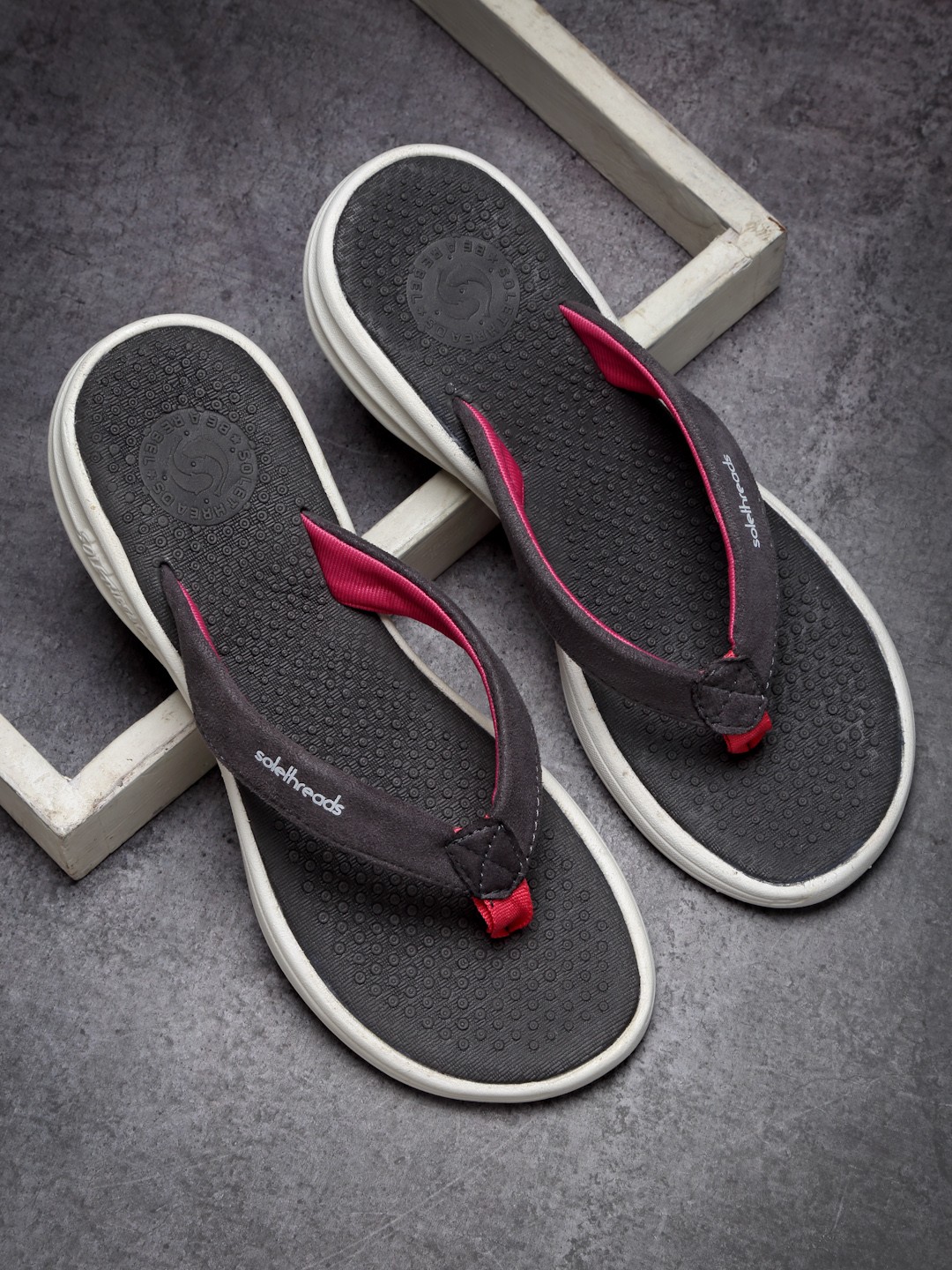 

Solethreads Women Grey Solid Thong Flip-Flops