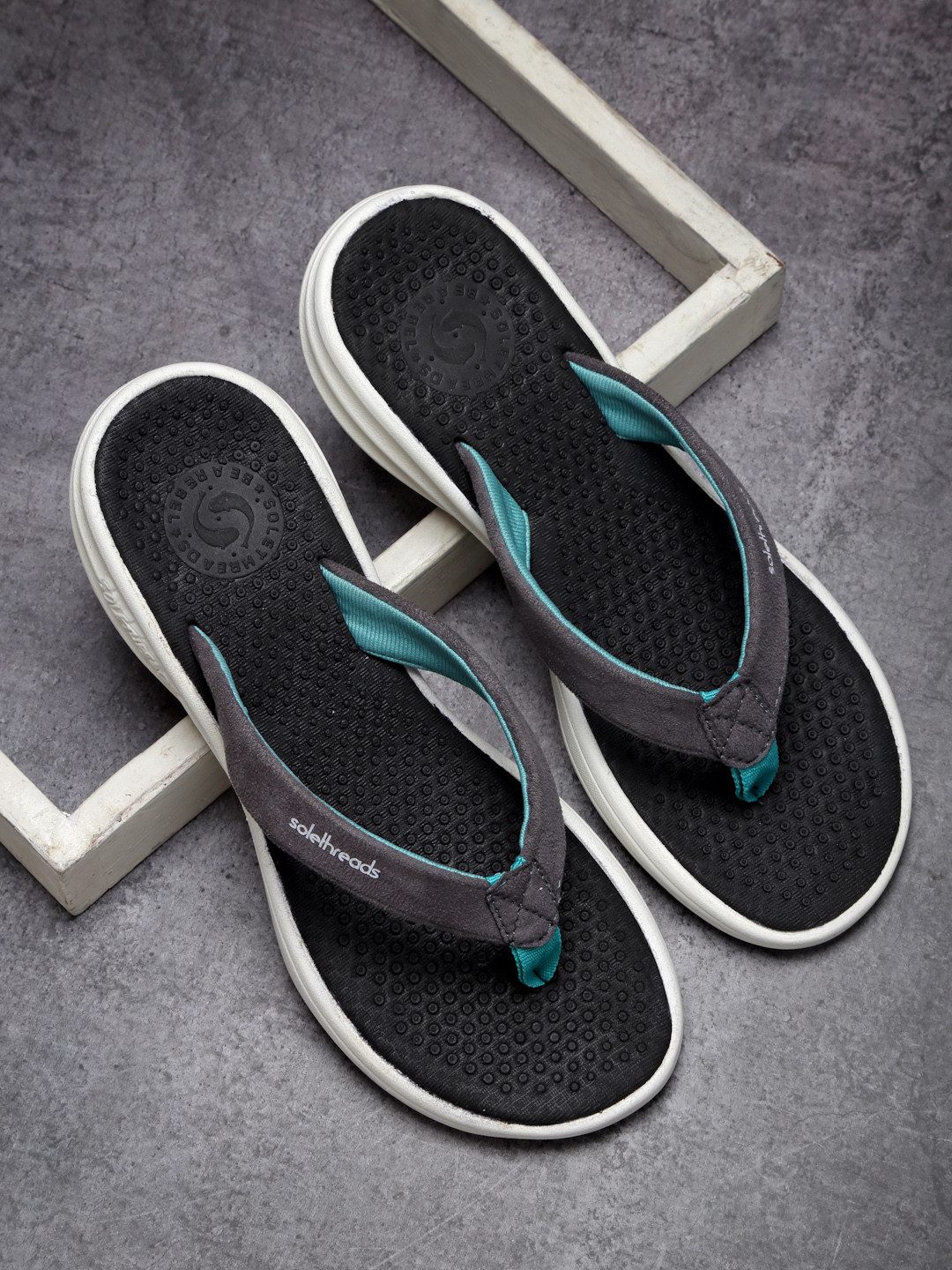 

Solethreads Women Grey Solid Thong Flip-Flops