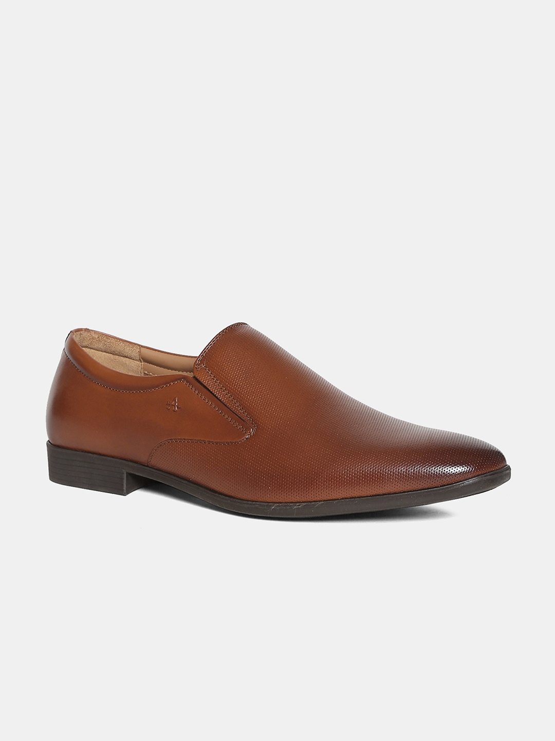 

Arrow Men Brown Leather Textured Formal Slip-Ons