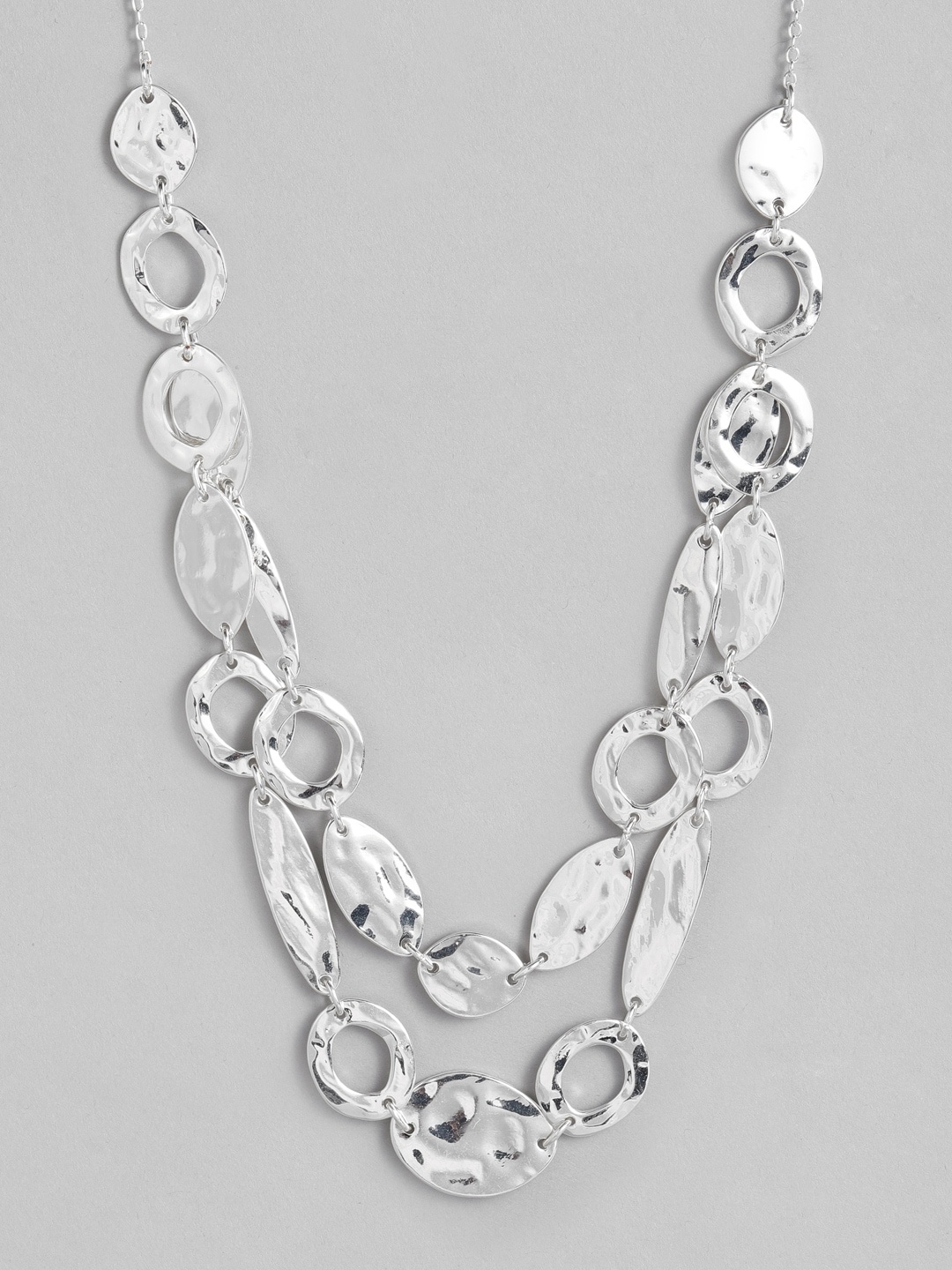 

Accessorize Beaten Oval Links Layered Necklace, Silver