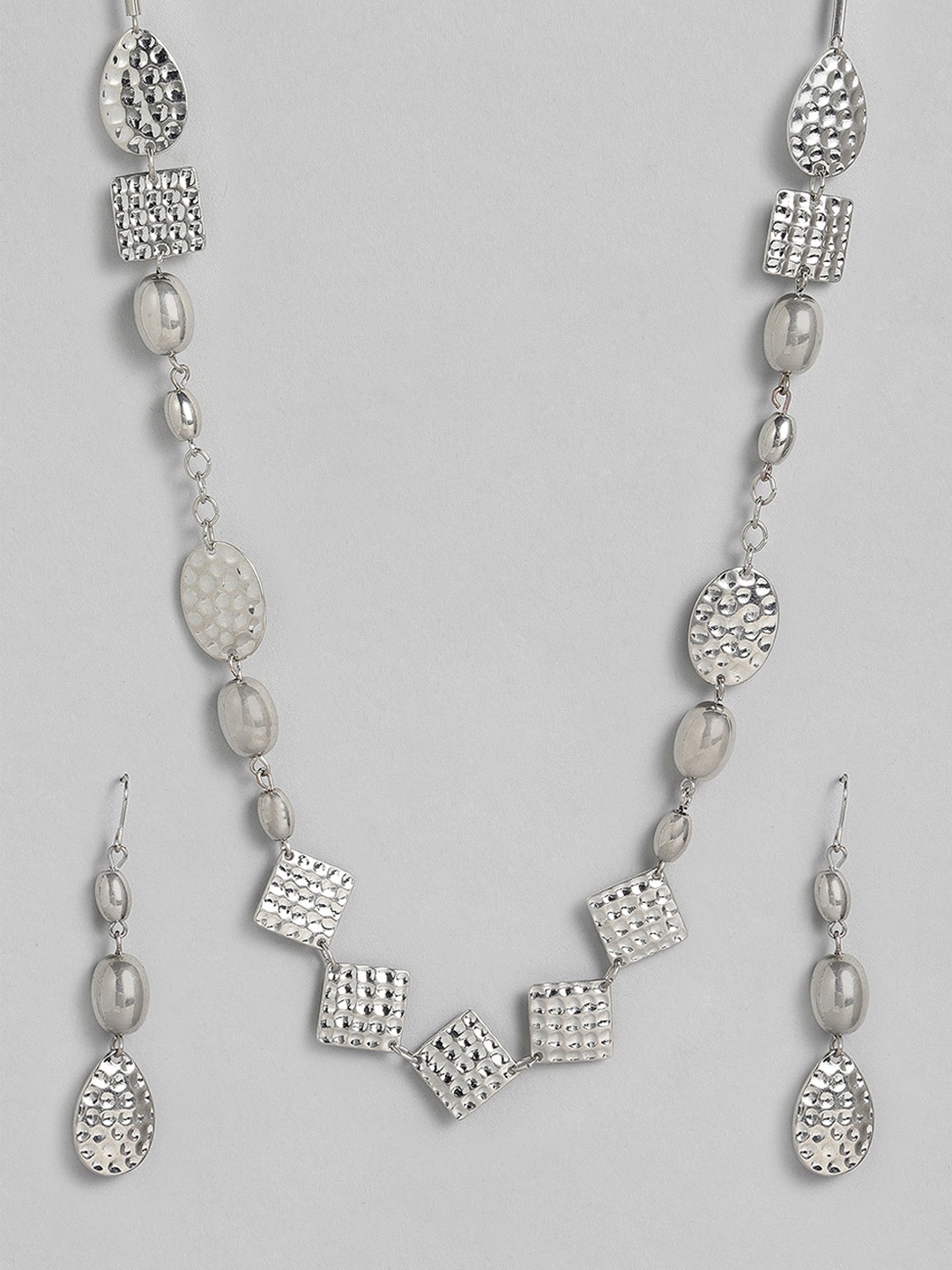 

Accessorize Silver-Toned Hammered Geo Rope Jewellery Set