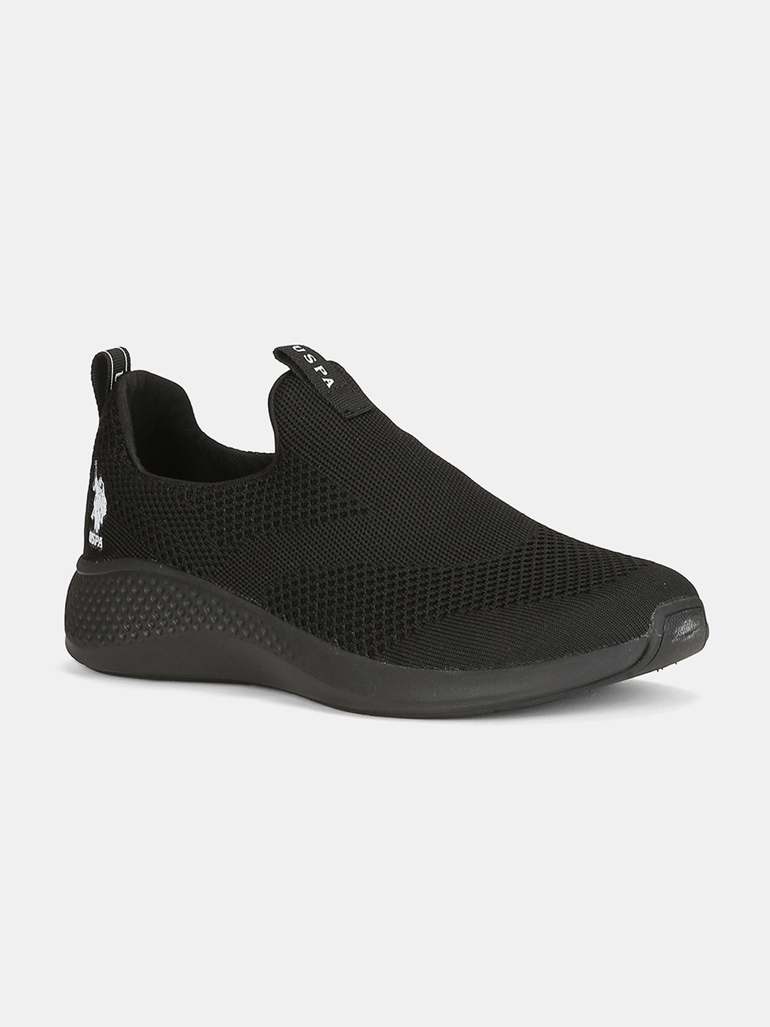 

U.S. Polo Assn. Men Black Woven Design Slip-On Sneakers