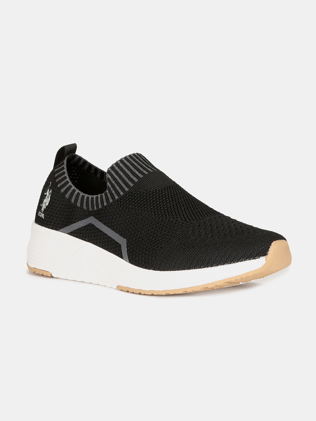 

U.S. Polo Assn. Men Black Woven Design Slip-On Sneakers