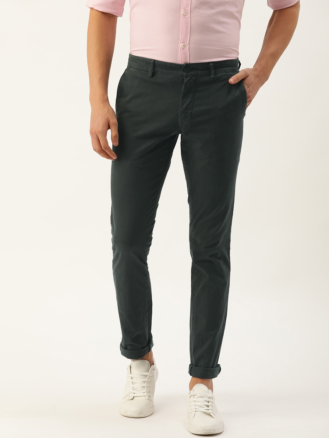 

Parx Men Charcoal Grey Tapered Fit Solid Chinos