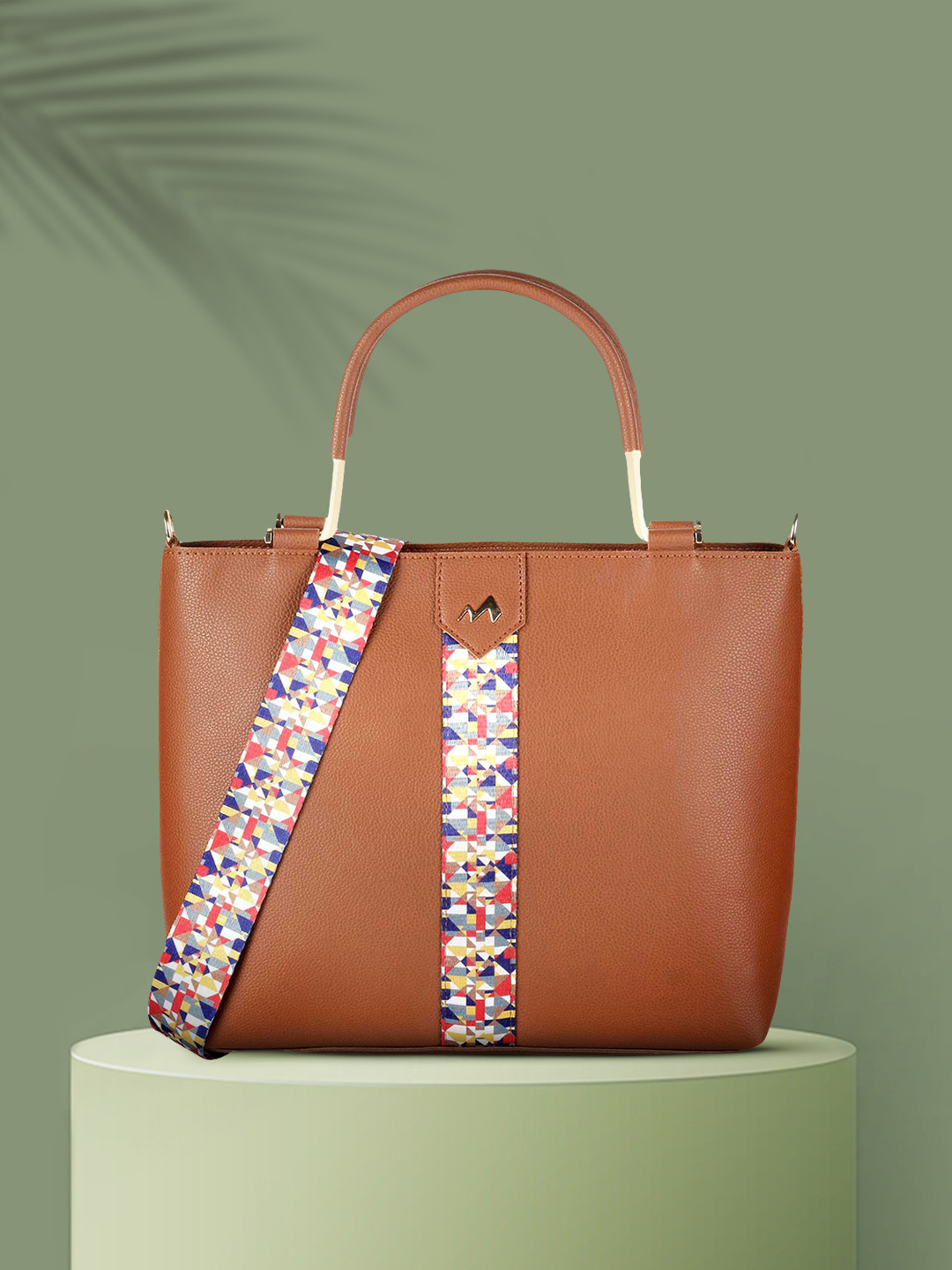 

Metro Tan Brown & Blue Printed Handheld Bag
