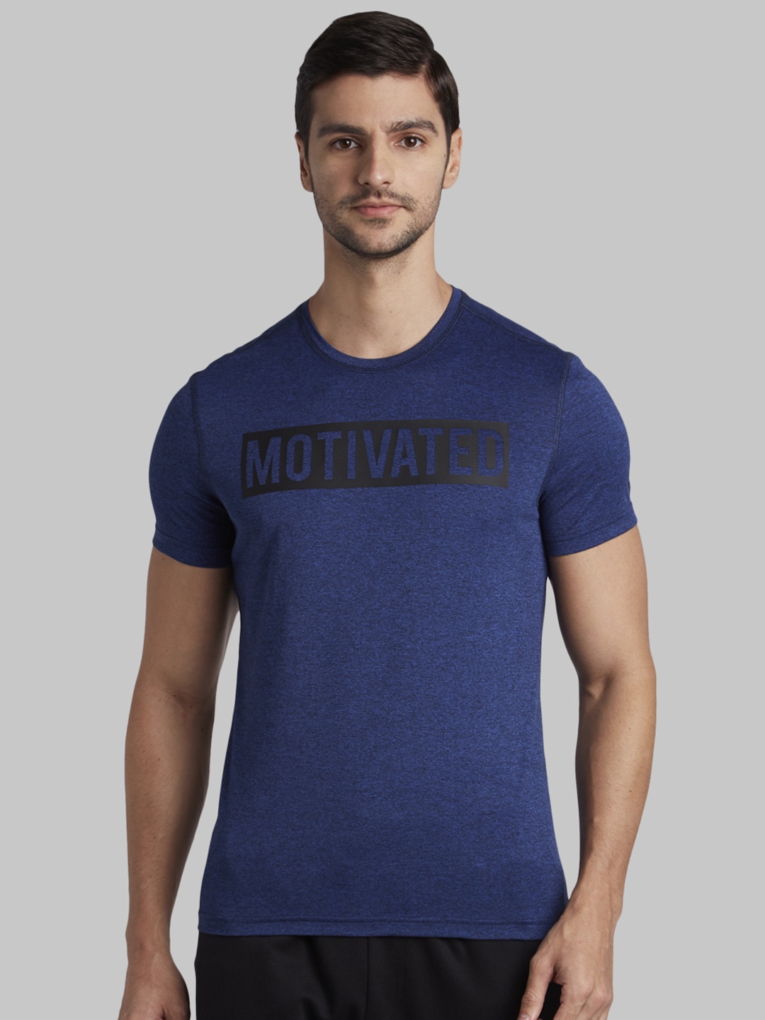 

Parx Men Blue & Black Printed Round Neck T-shirt