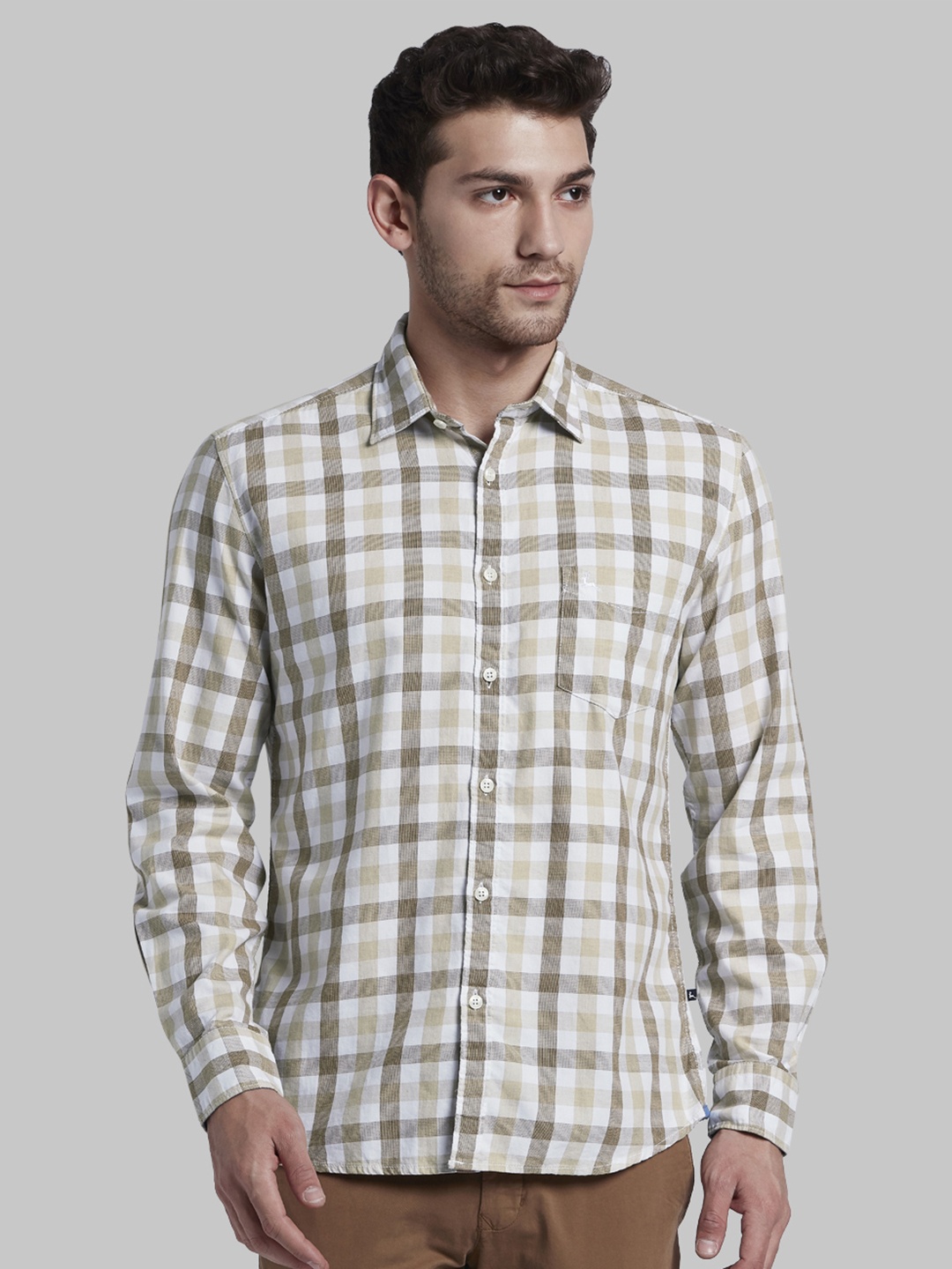 

Parx Men Brown & White Slim Fit Checked Casual Shirt
