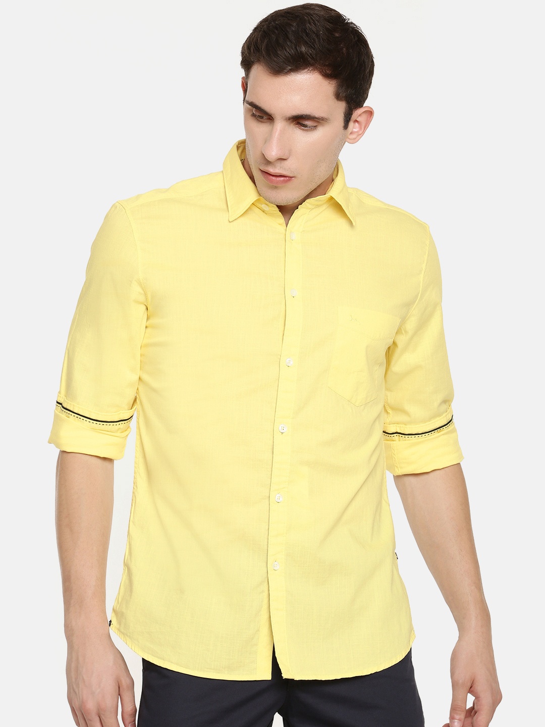 

Parx Men Yellow Slim Fit Solid Casual Shirt
