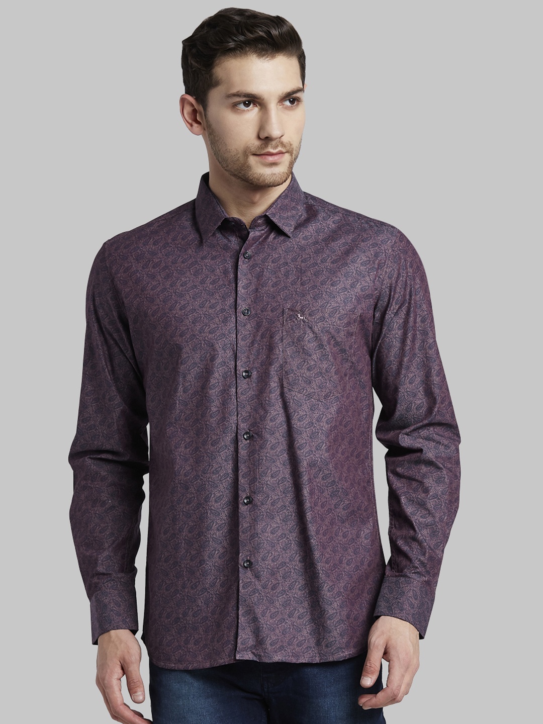 

Parx Men Purple Slim Fit Printed Casual Shirt