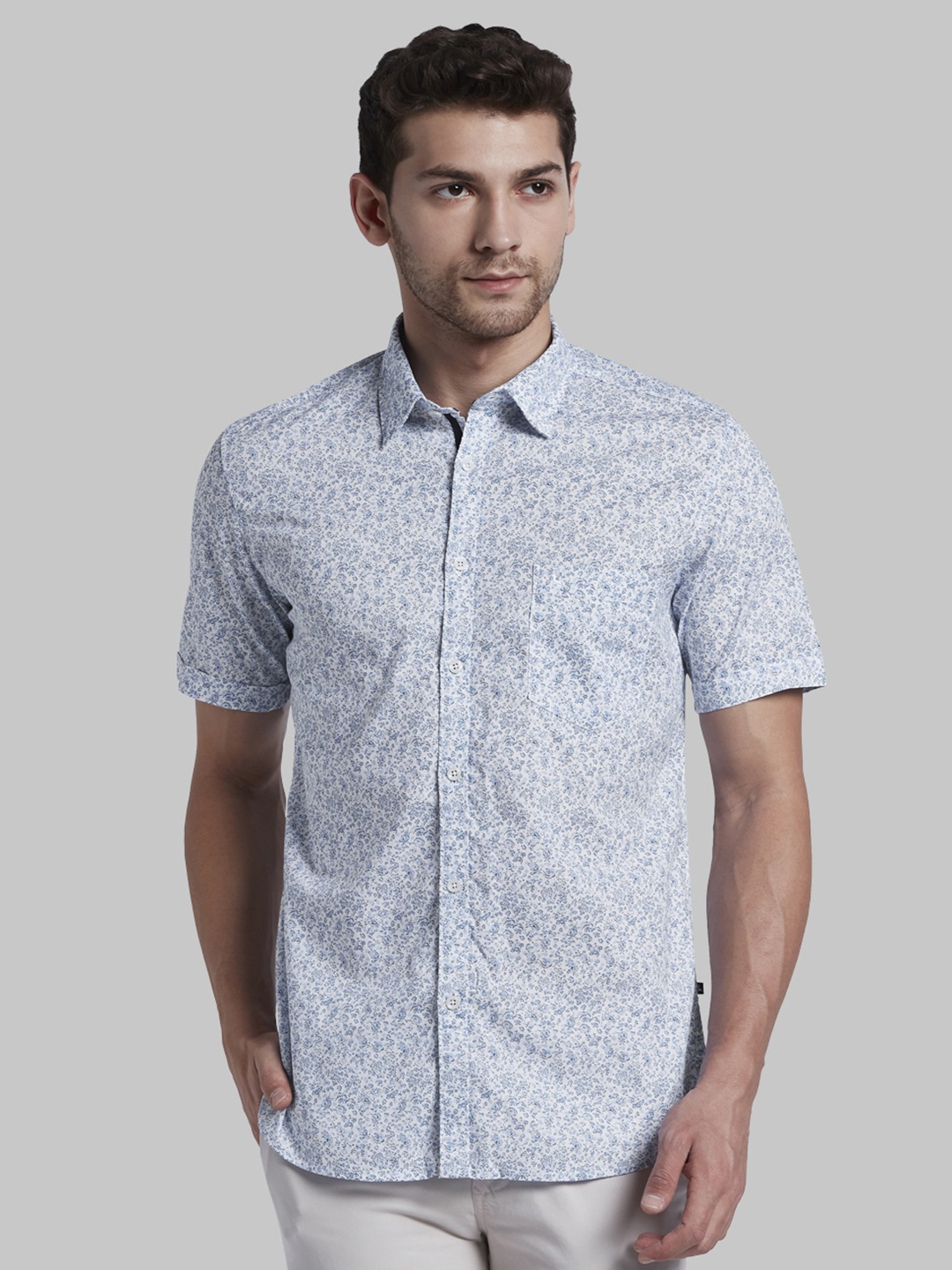 

Parx Men Blue Slim Fit Printed Casual Shirt
