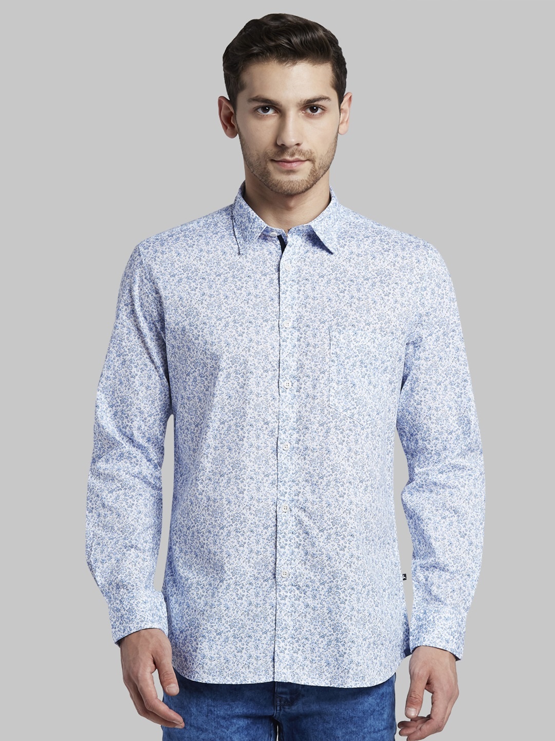 

Parx Men Blue Slim Fit Printed Casual Shirt