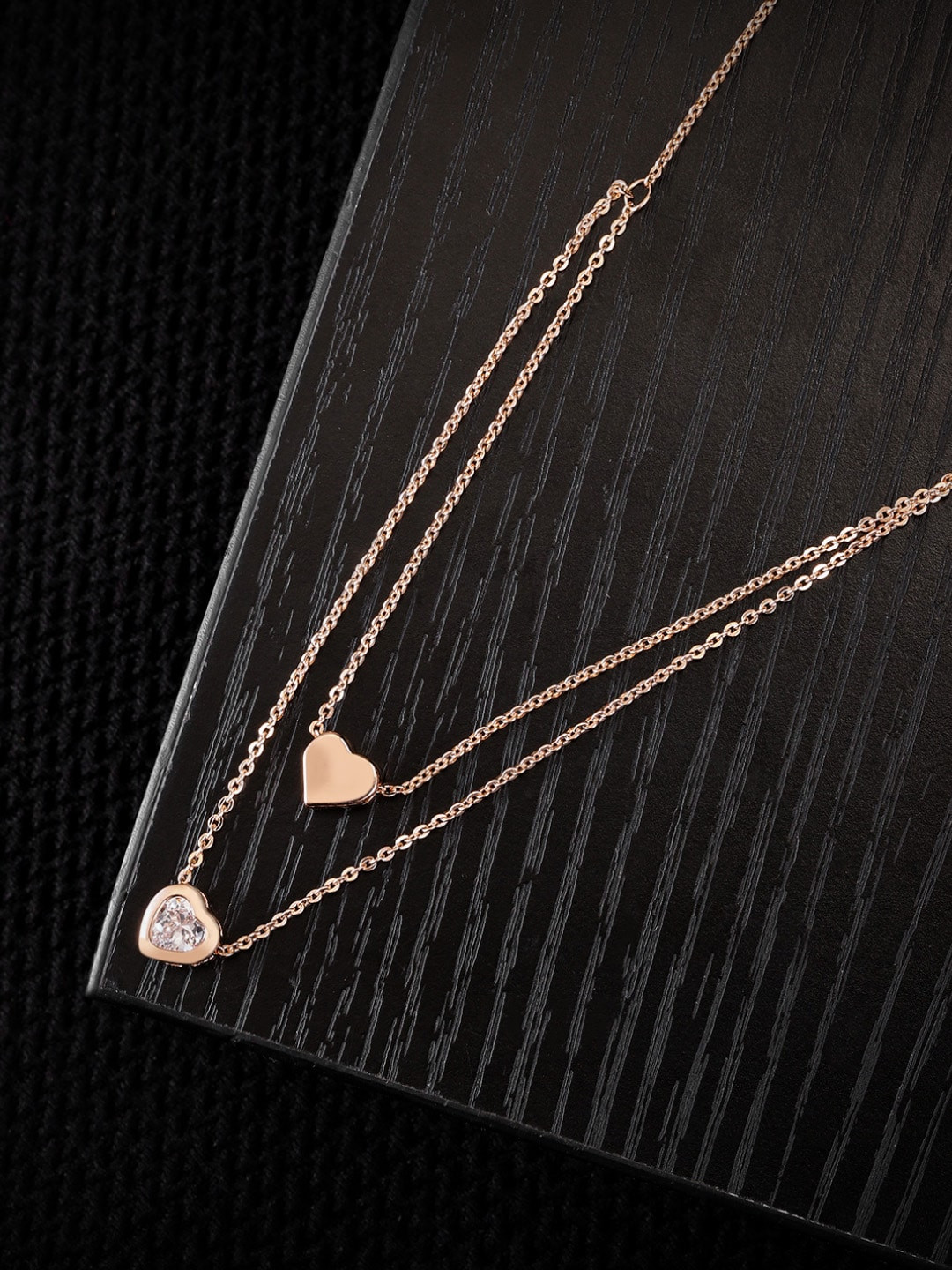 

Justpeachy Women Gold Plated Heart Shaped Pendant With Layered Chain