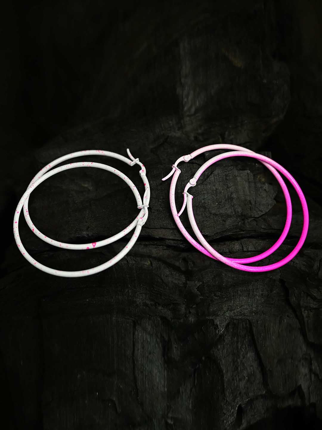 

justpeachy Set Of 2 Circular Hoop Earrings, White