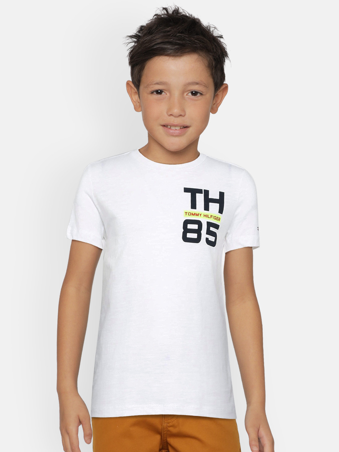 

Tommy Hilfiger Boys White Printed Round Neck Pure Cotton T-shirt